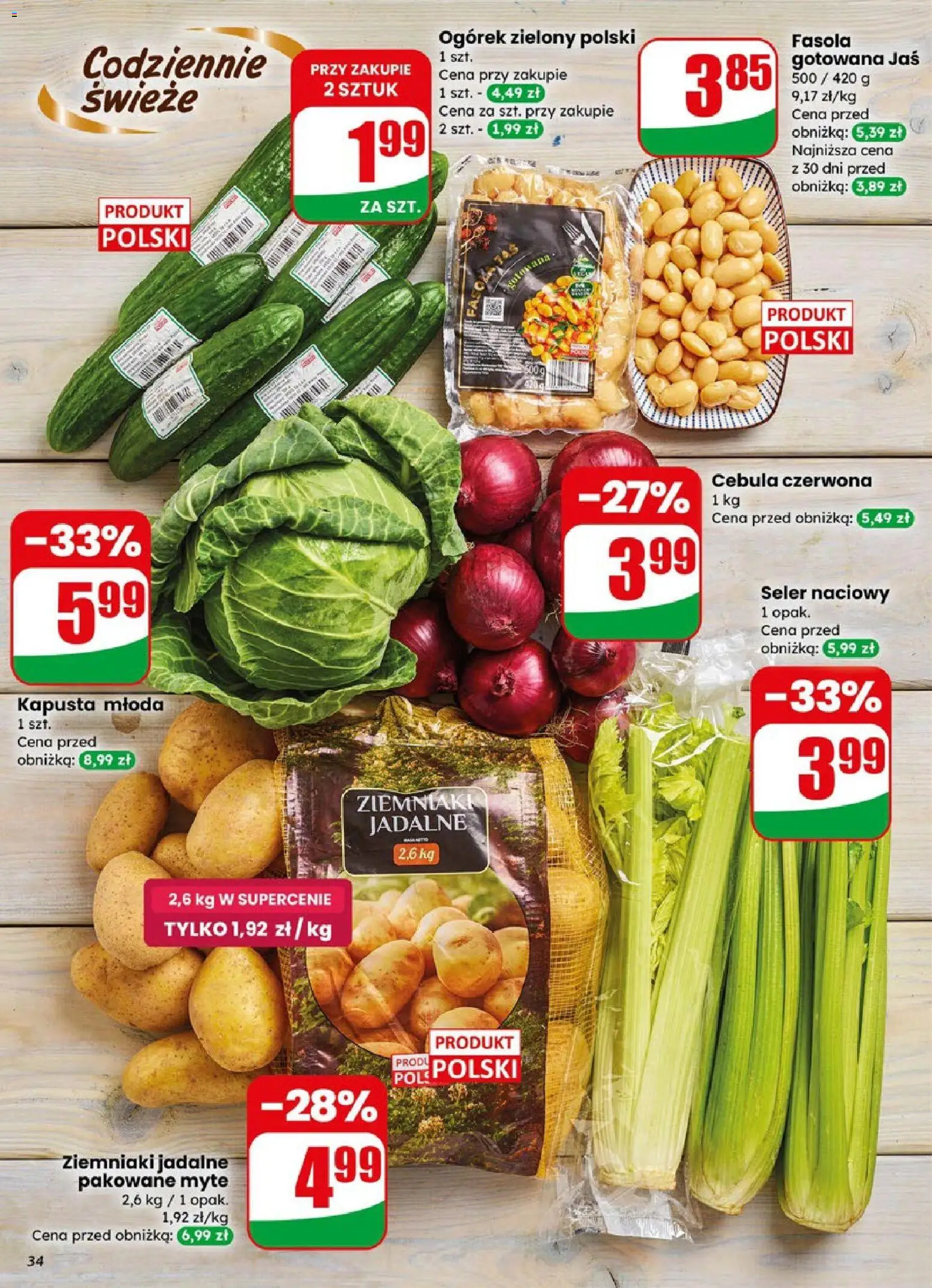 Dino gazetka od 08.04.2026 | Strona: 34 | Produkty: Kapusta, Seler naciowy, Ziemniaki
