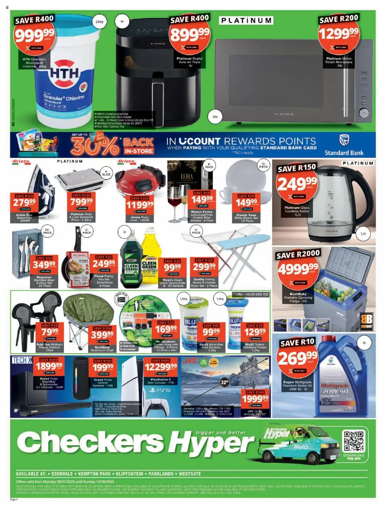 Checkers Gauteng -  Hyper July Month-End Promotion │ valid from 28.07.2025 | Page: 4 | Products: Cable, Ironing board, Soundbar, Beer