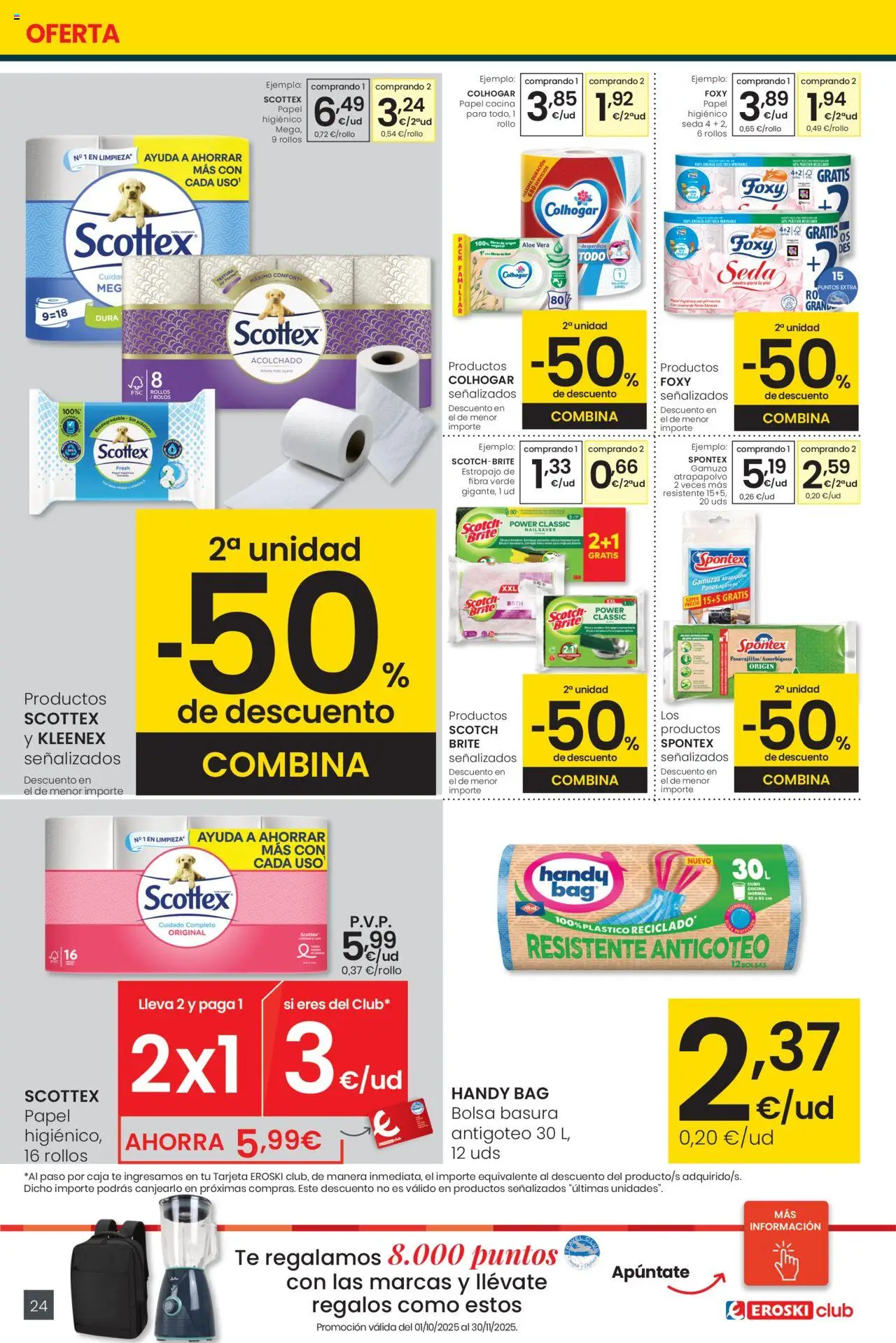 Eroski - Precio más bajo Center │ válido desde el 16.10.2025 | Página: 24 | Productos: Papel higienico, Té, Cocina, Caja