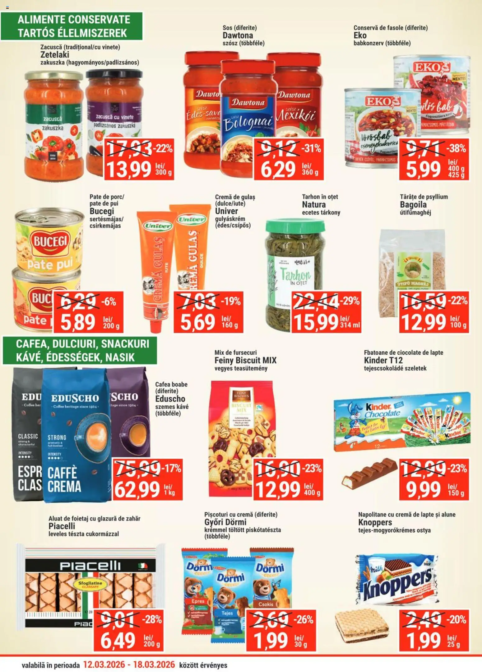 Noul catalog Merkur – valabil de la 12.03.2026 | Pagină: 3 | Produse: Hacıyatmaz Kedi Oyuncağı, Pate, Foietaj, Napolitane