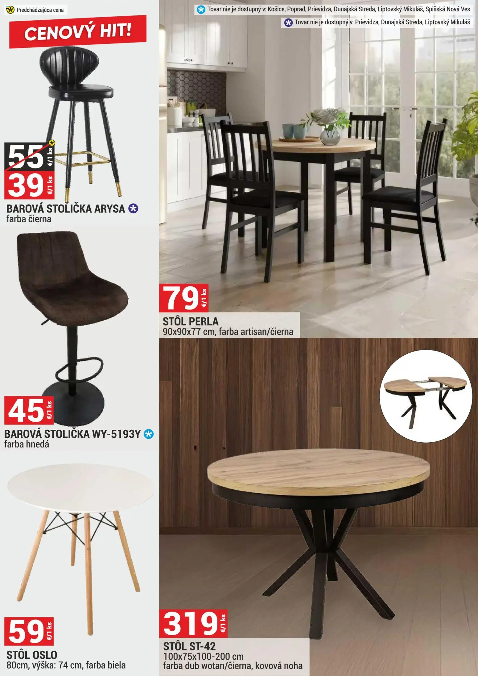 Nové Merkury Market akcie – leták je platný od 01.03.2026 | Strana: 22 | Produkty: Barová stolička, Stôl, Stolička