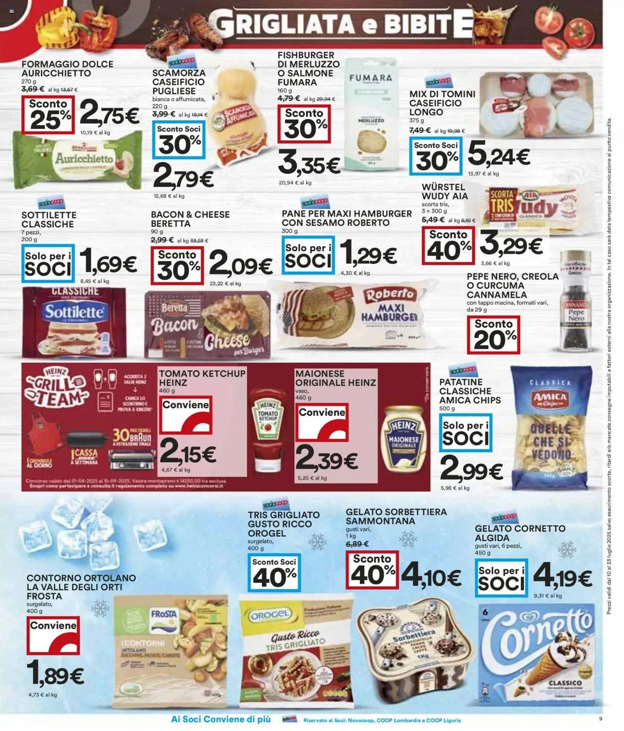 Volantino COOP del 10.07.2025 | Pagina: 9 | Prodotti: Salmone, Cornetto, Wurstel, Hamburger