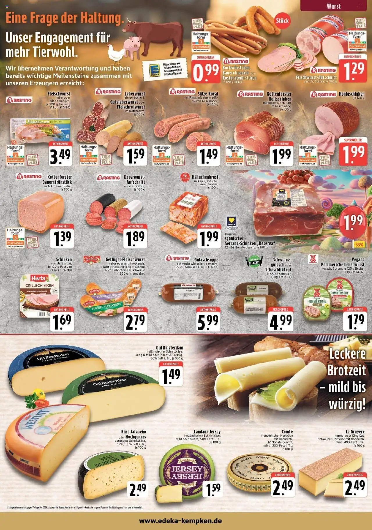 Edeka prospekt Krefeld - Traar	 – gültig ab 28.09.2025 | Seite: 3 | Produkte: Käse, Gulasch, Wurst, Schinken