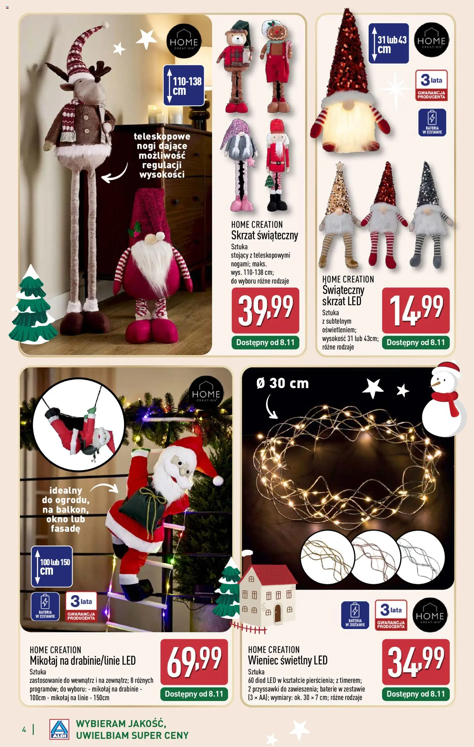 Aldi Gazetka - Katalog prezentowy od 03.11.2025 | Strona: 4 | Produkty: Wieniec, Baterie, Bateria