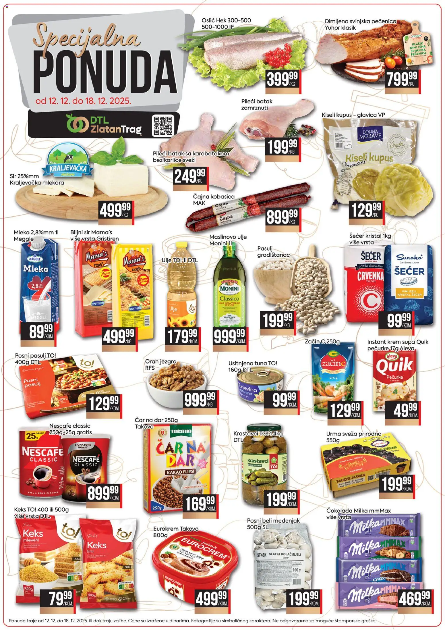 Zlatan Trag katalog - važi od 12.12.2025 | Strana: 1 | Proizvode: Šećer kristal, Eurocrem, Orah, Sir