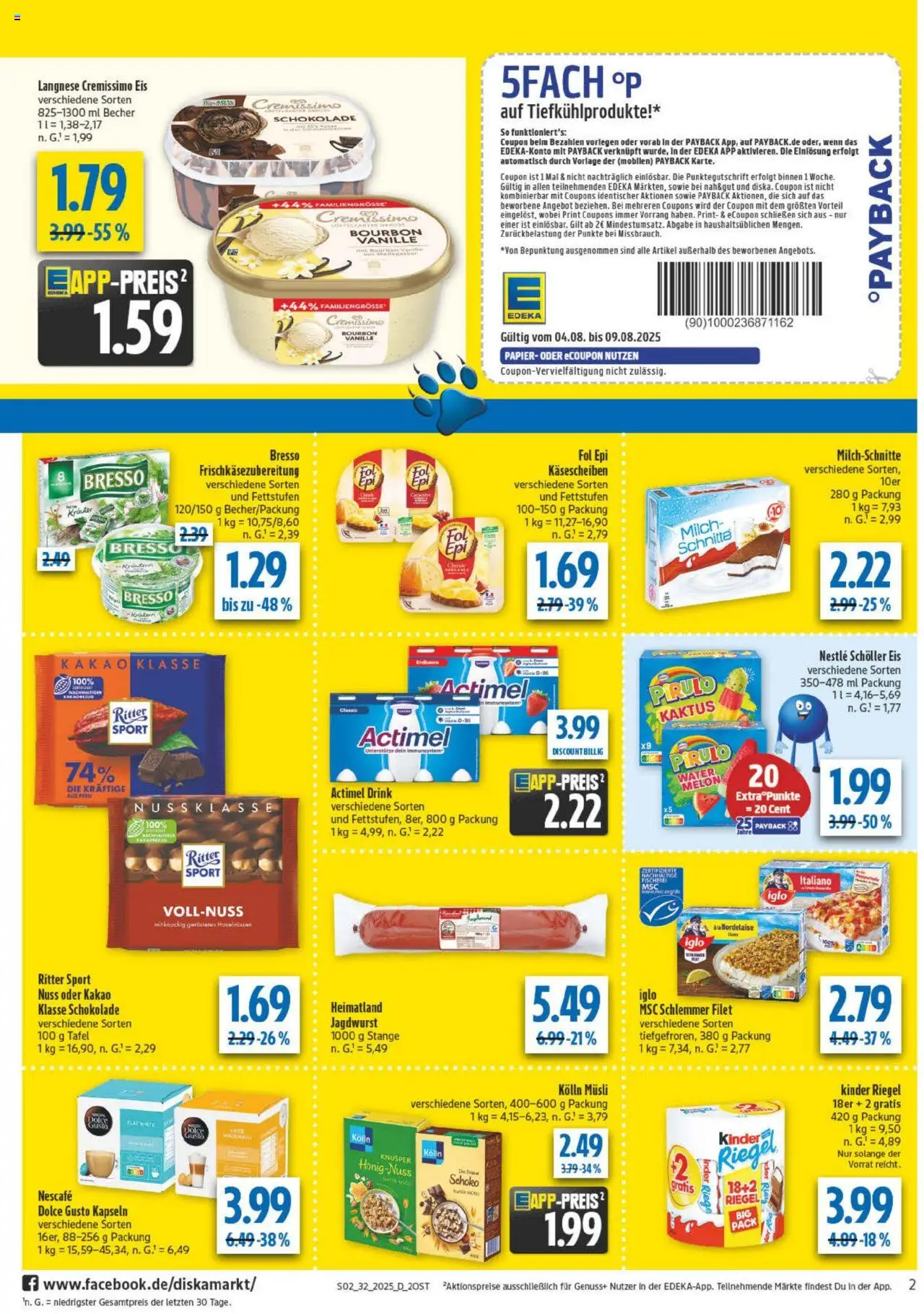 Diska - diska Angebote Sachsen-Thüringen KW32 - gültig ab dem 04.08.2025 | Seite: 2 | Produkte: Nescafe, Milch, Bresso, Eis