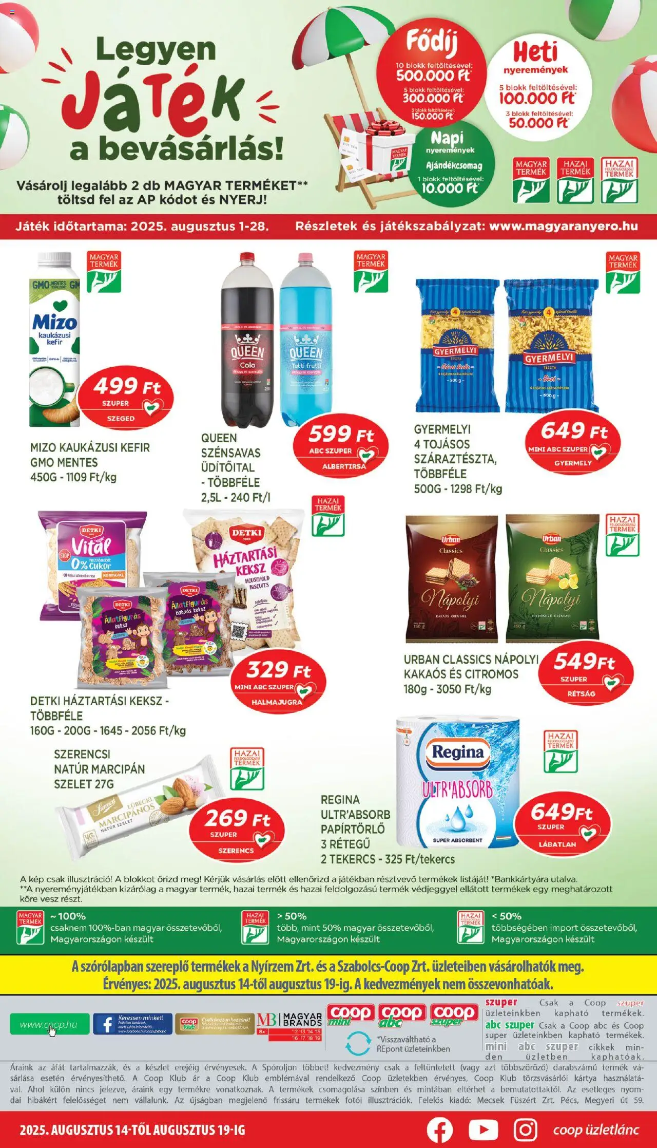COOP akciós ujság - amely érvényes a következő dátumtól: 14.08.2025 | Oldal: 8 | Termékek: Játék, Tészta, Nápolyi, Cukor