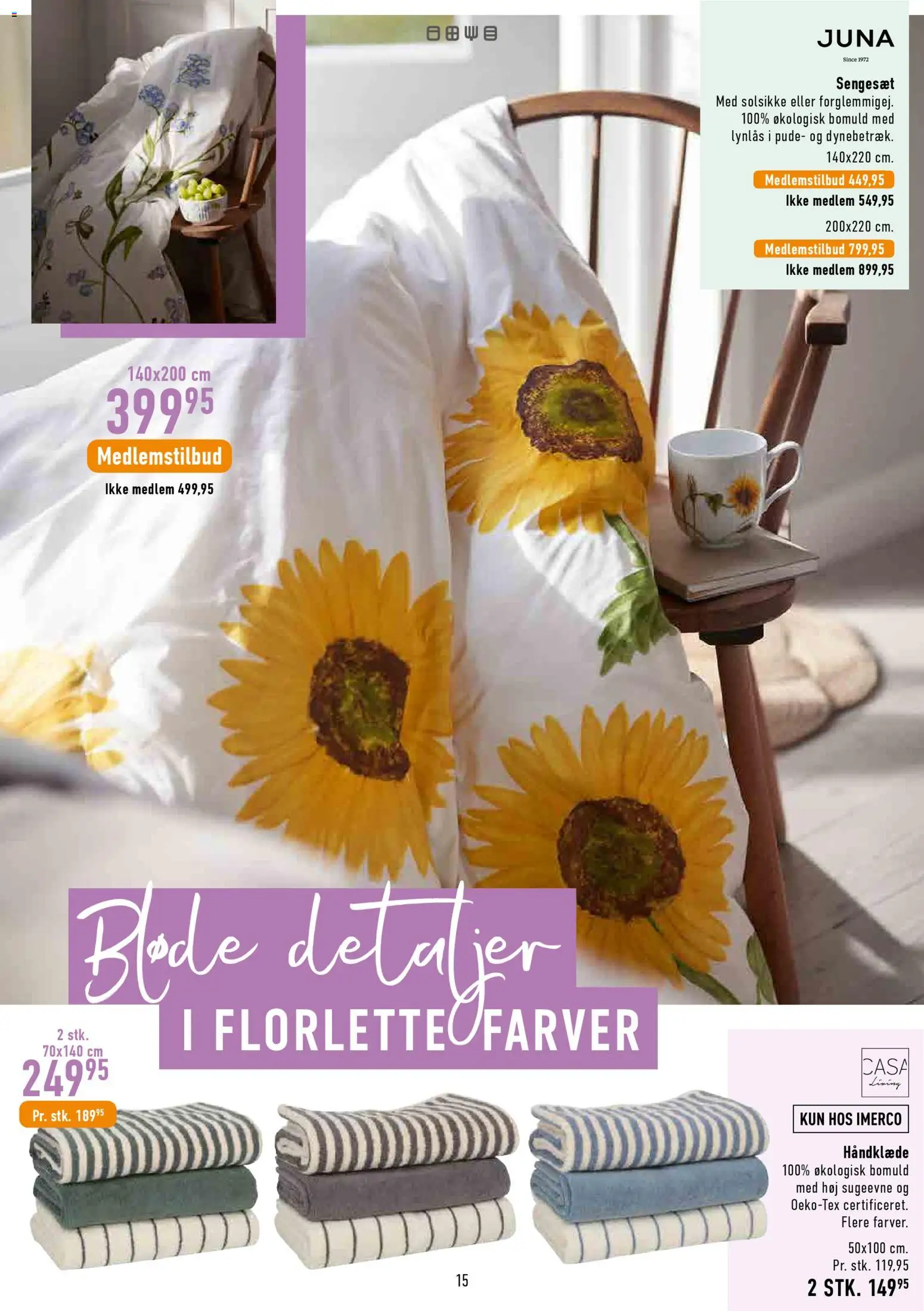 Imerco tilbudsavis – gyldig fra 27.02.2026 | Side: 15 | Produkter: Pude, Sengesæt, Håndklæde