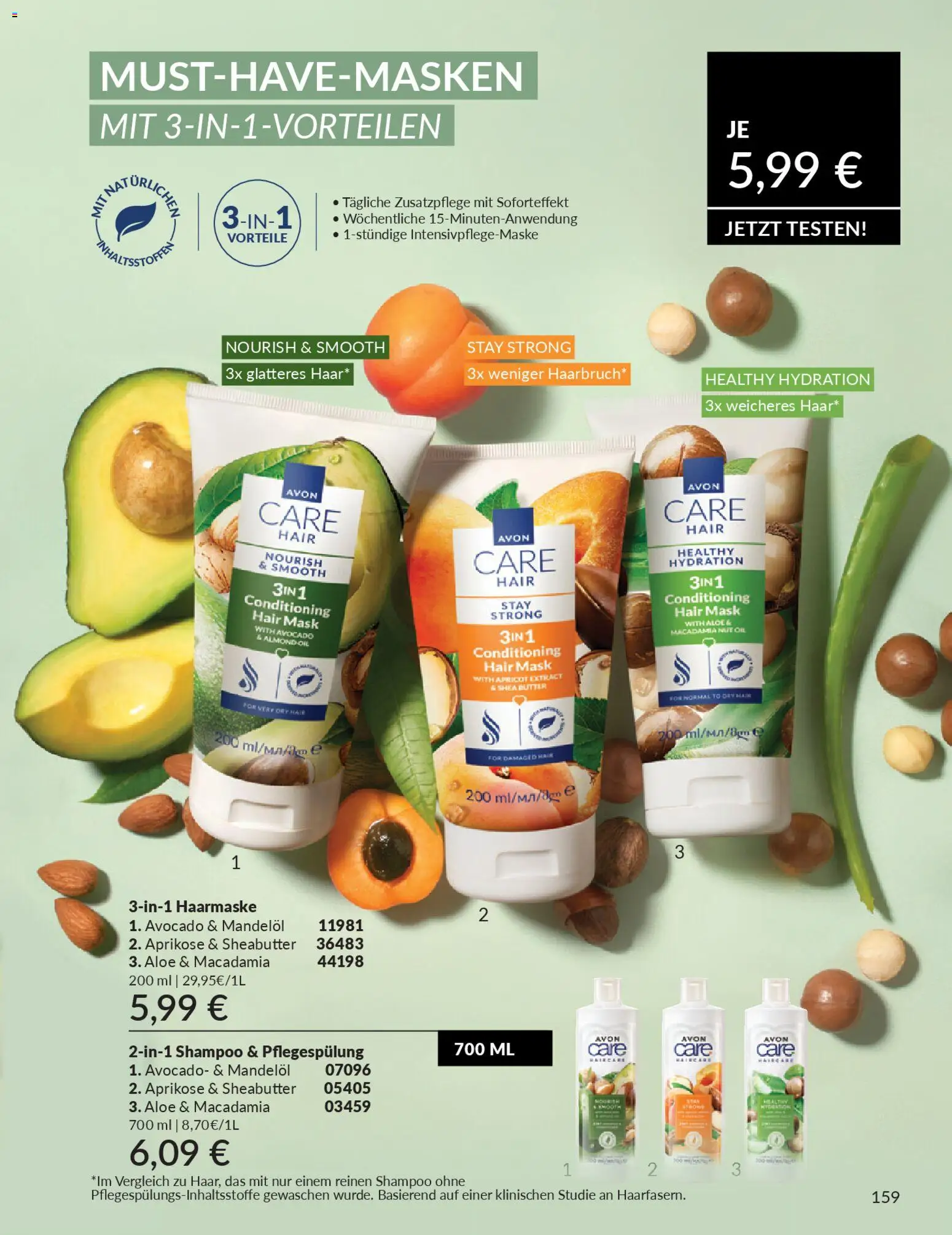 AVON Katalog Januar 2026 – gültig ab 01.01.2026 | Seite: 161 | Produkte: Butter, Shampoo, Haarmaske, Avocado