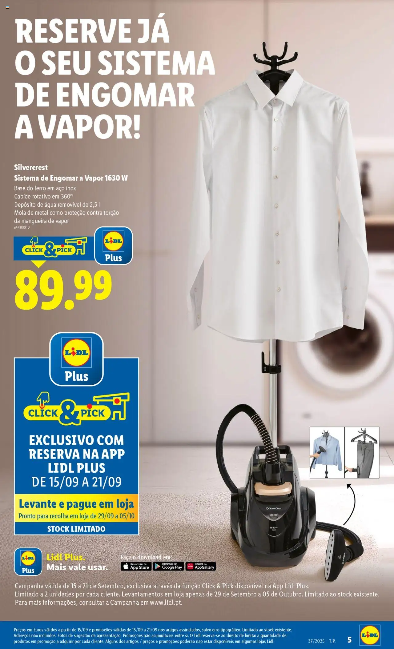 Lidl Novidades │ válido de 08.09.2025 | Página: 5 | Produtos: Ferro, Base, Mangueira, Cabide