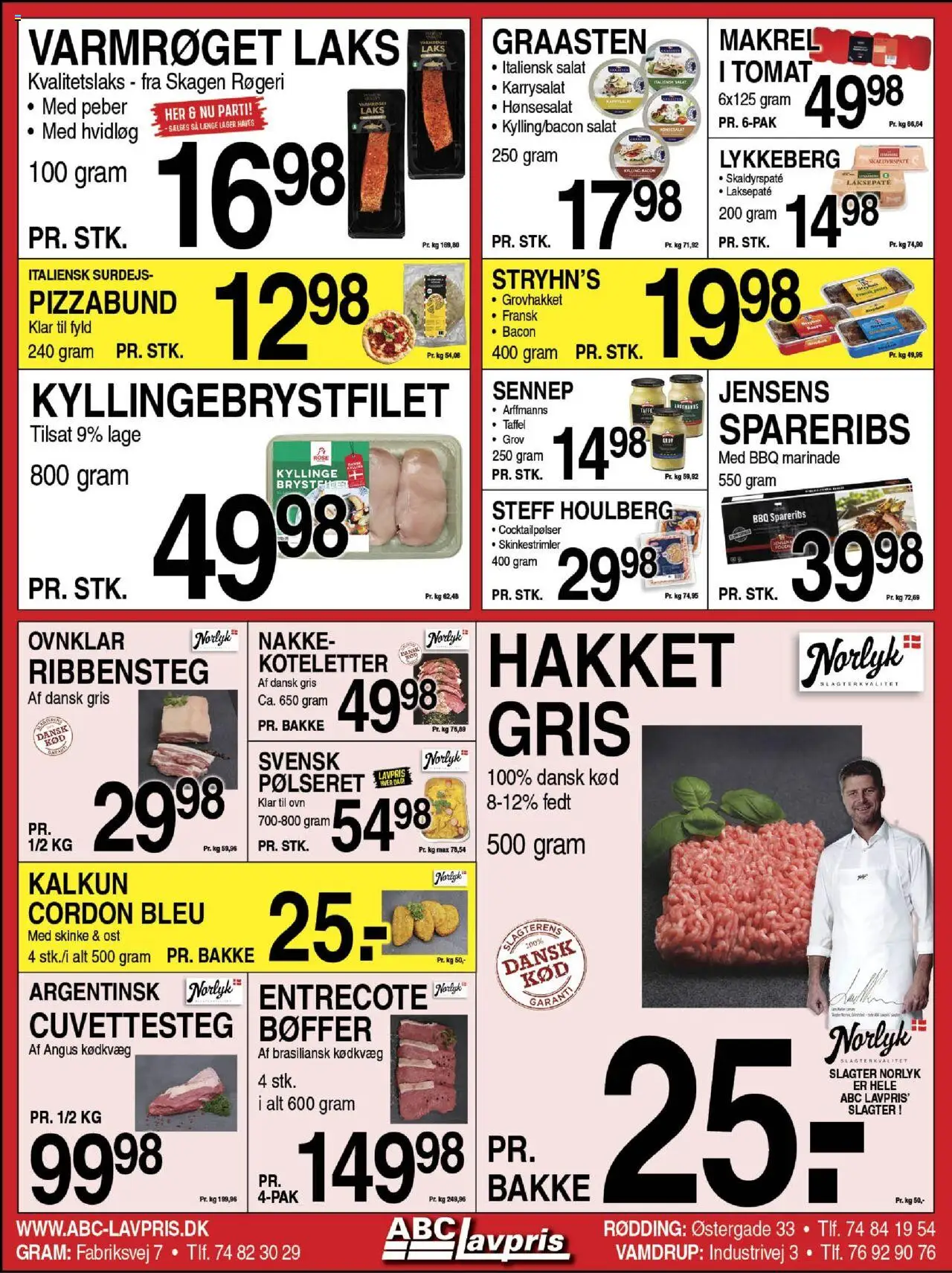 Abc Lavpris tilbudsavis – gyldig fra 08.10.2025 | Side: 4 | Produkter: Koteletter, Kalkun, Entrecote, Sennep