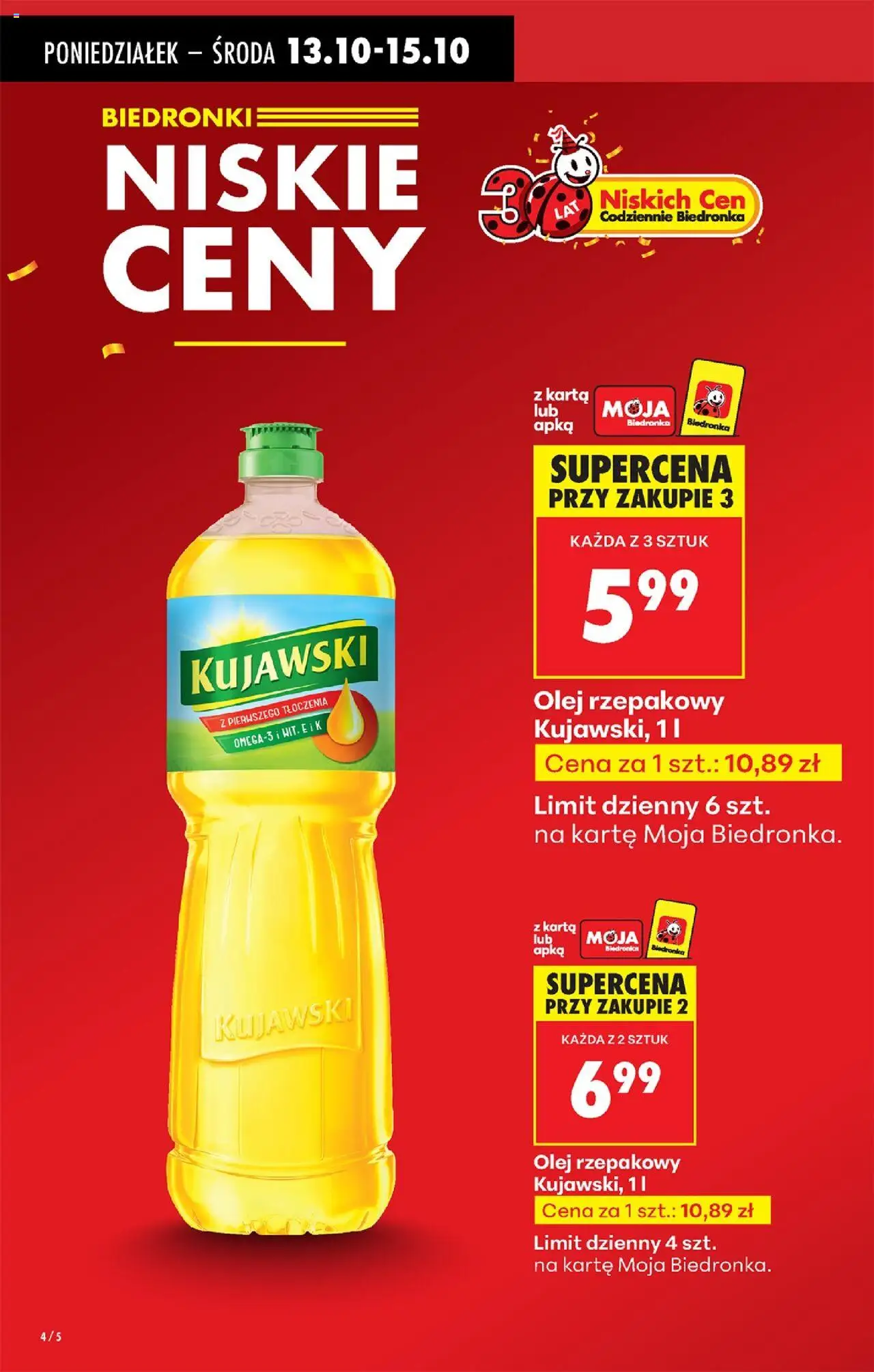 Biedronka gazetka od 13.10.2025 | Strona: 6 | Produkty: Karta, Olej rzepakowy, Olej