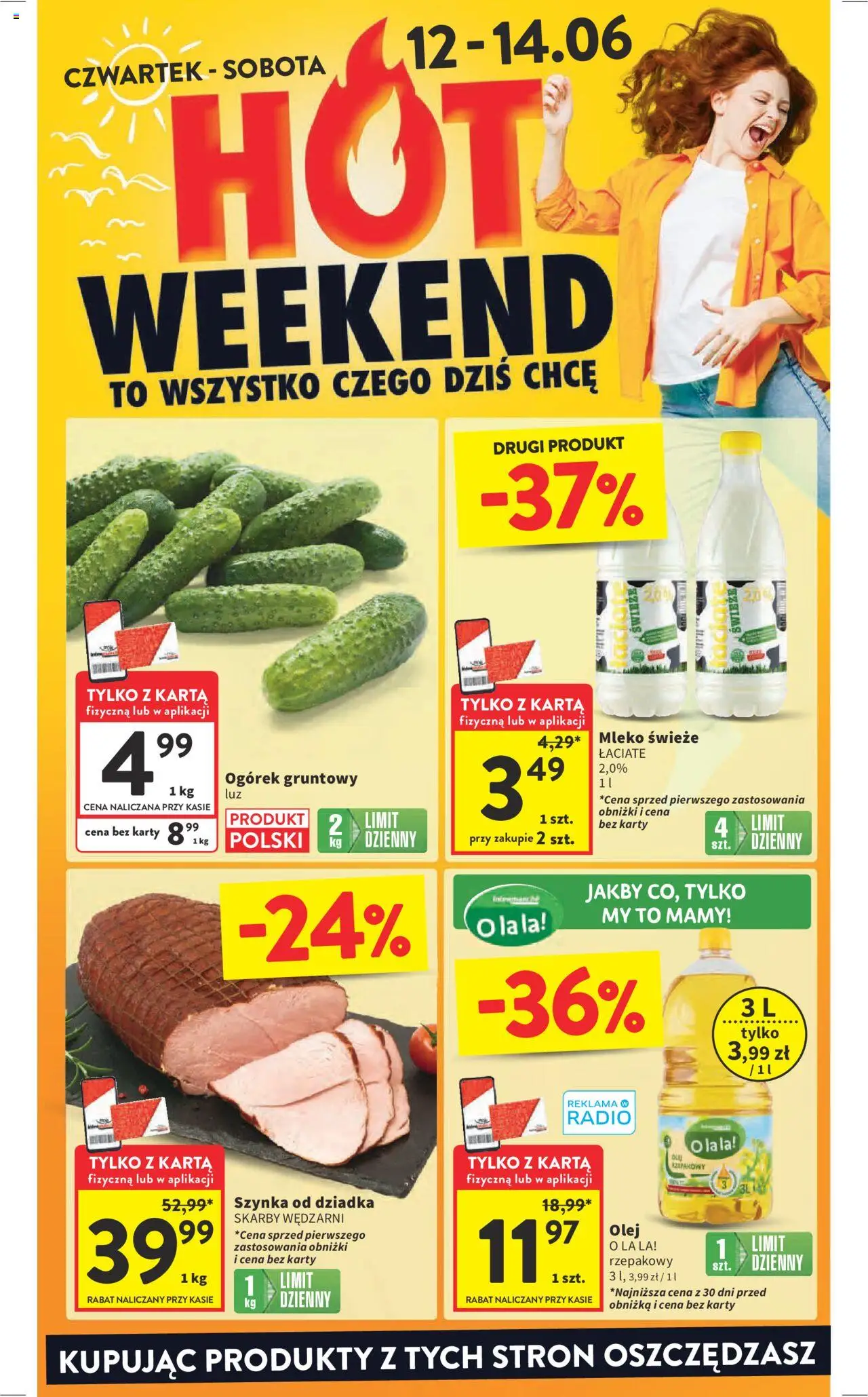 Intermarche Gazetka od 12.06.2025 | Strona: 2 | Produkty: Radio, Szynka, Mleko, Olej
