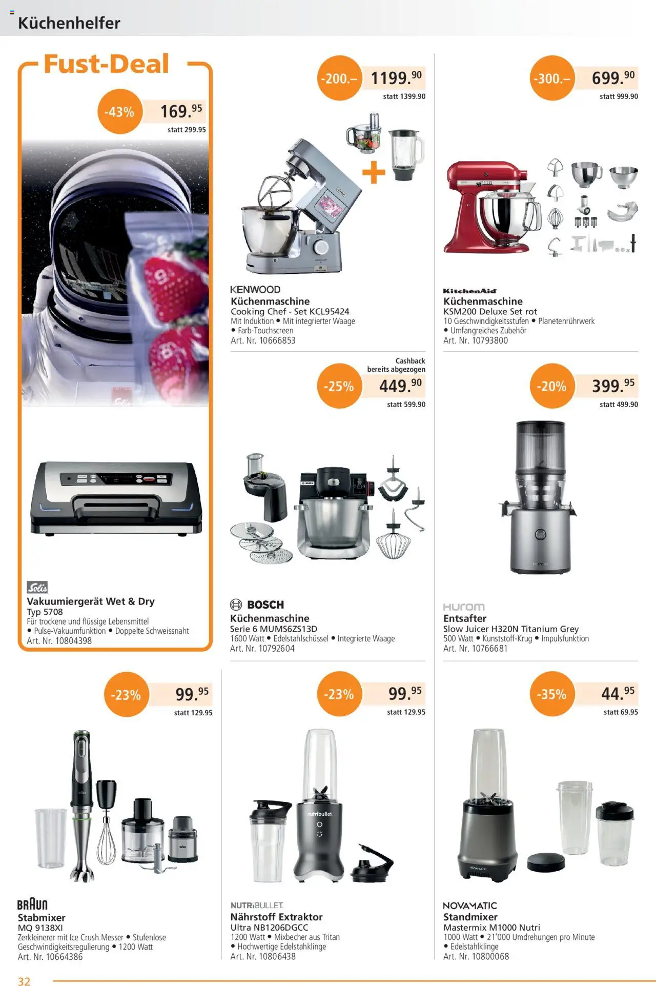Fust Aktionen ab 25.08.2025 | Seite: 32 | Produkte: Entsafter, Stabmixer, Bosch
