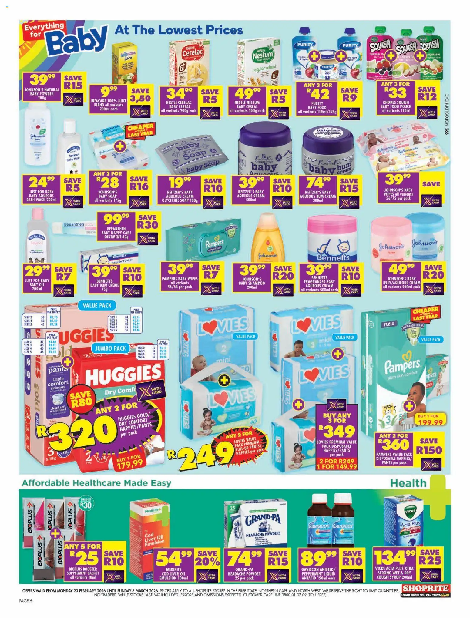 New Shoprite catalogue – valid from 23.02.2026 | Page: 6 | Products: Pants, Oil, Juice, Syrup