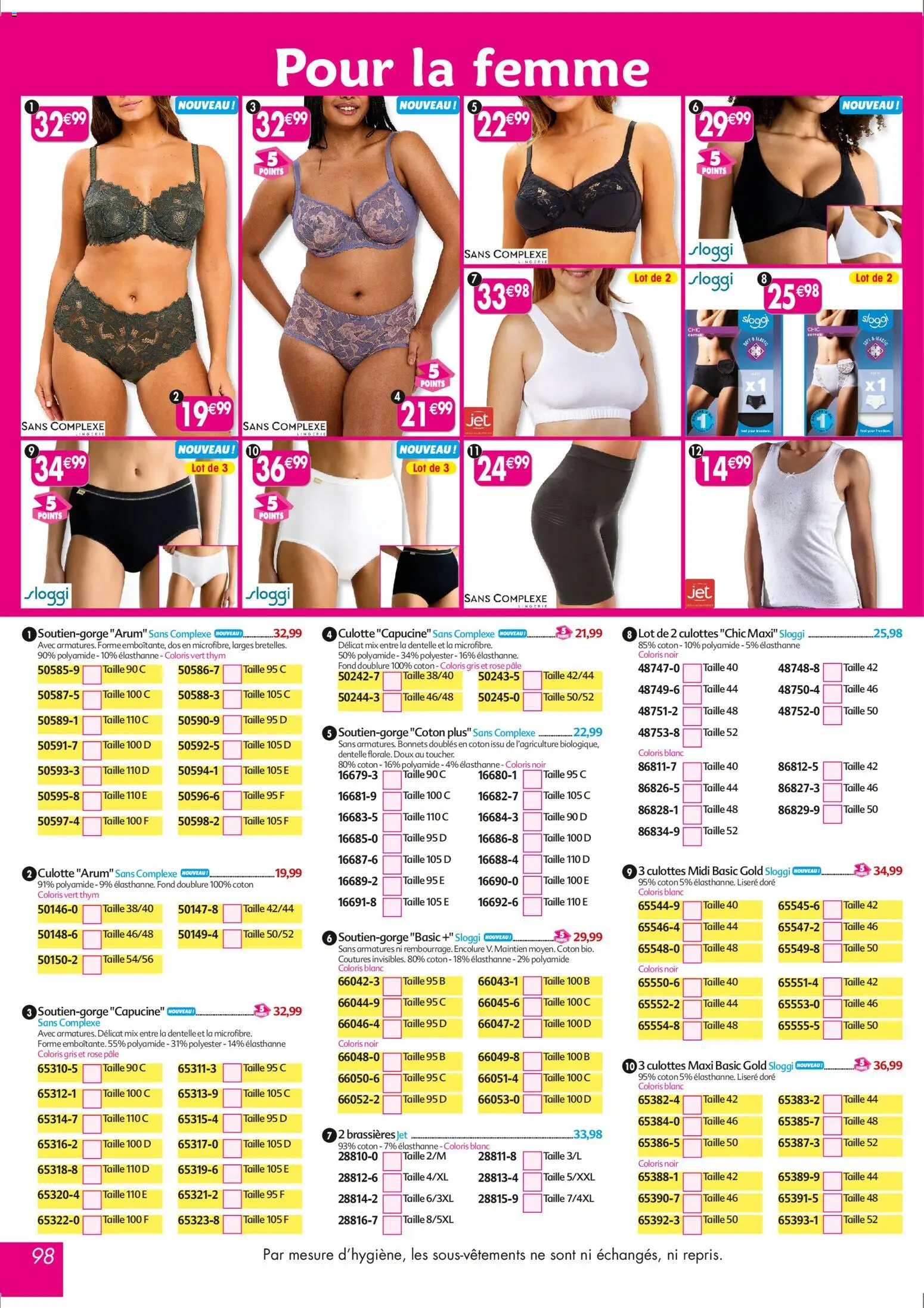 {H1} | Page: 98 | Produits: Coton, Culotte