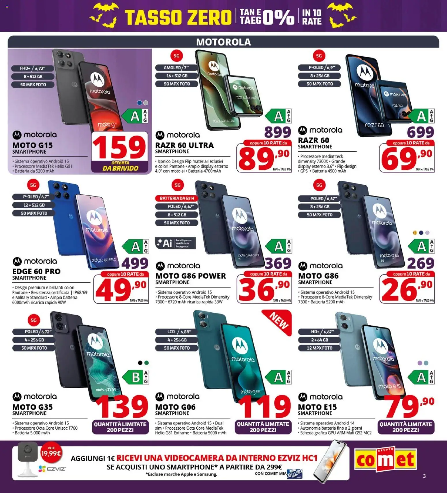 Volantino Comet del 23.10.2025 | Pagina: 3 | Prodotti: Smartphone, Videocamera, Batteria