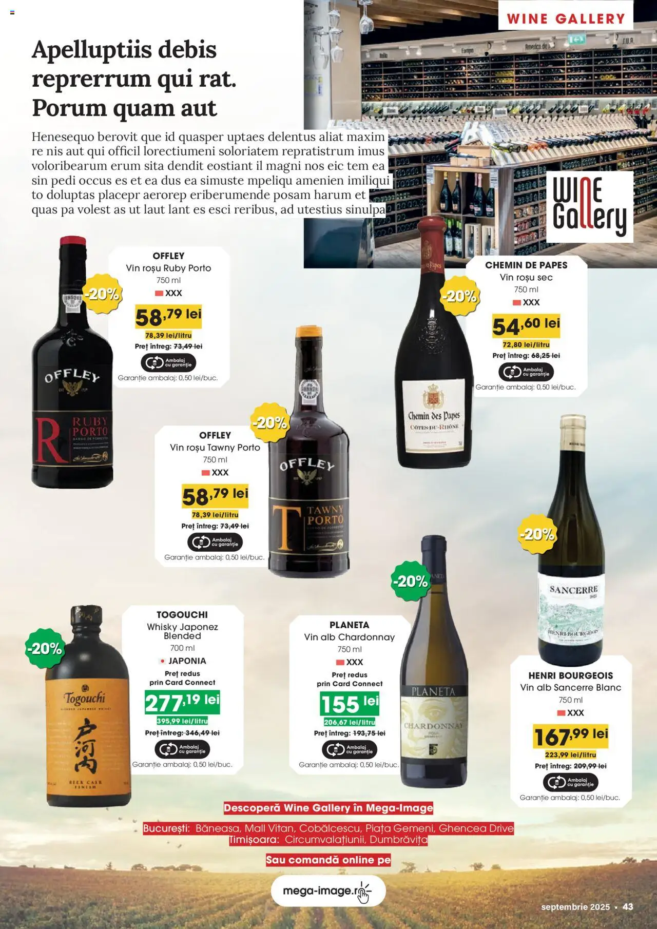 Noul catalog Mega Image – valabil de la 28.08.2025 | Pagină: 43 | Produse: Sită, Duș, Vin