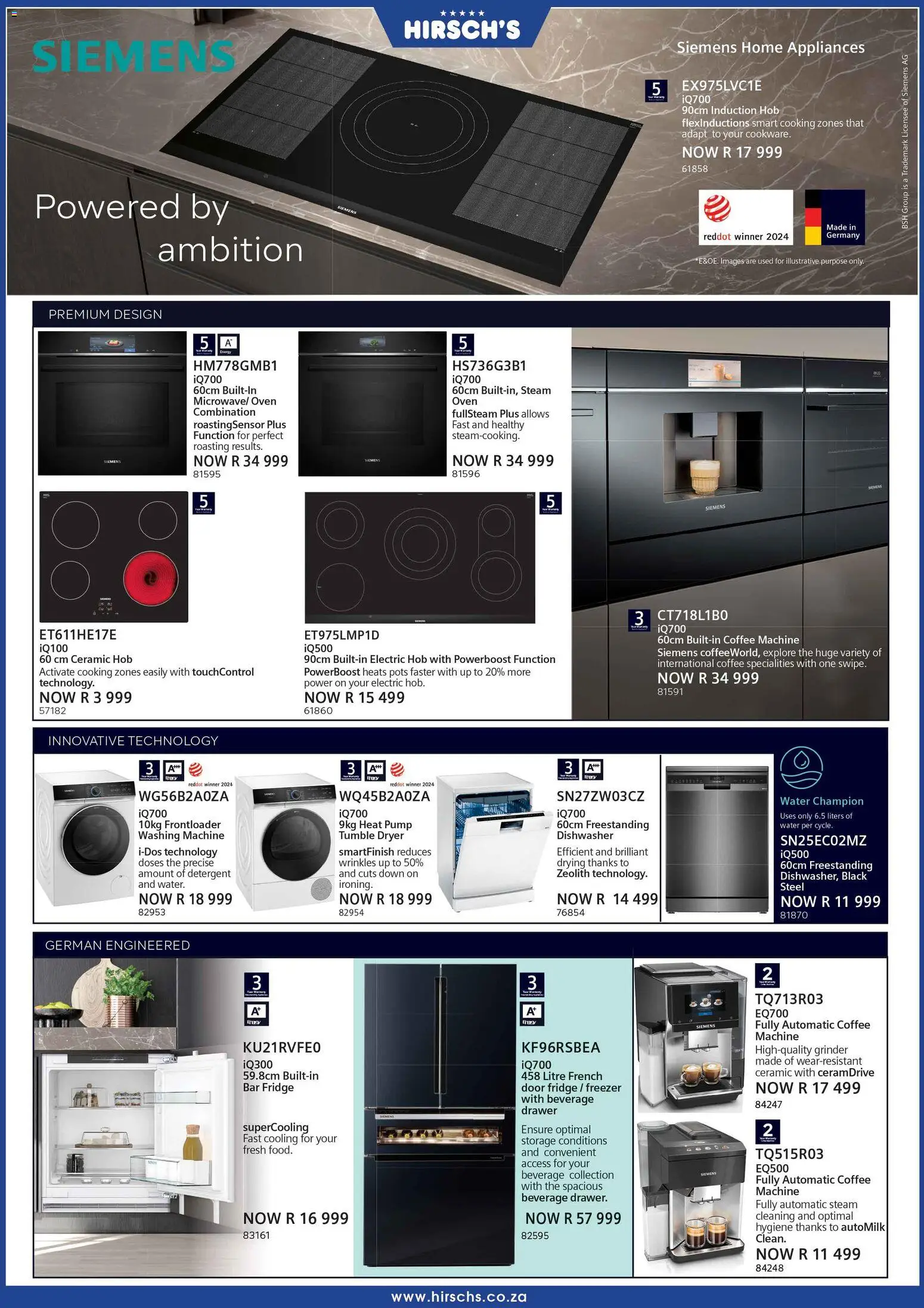 New Hirsch's catalogue – valid from 01.12.2025 | Page: 12 | Products: Oven, Fridge, Coffee, Water