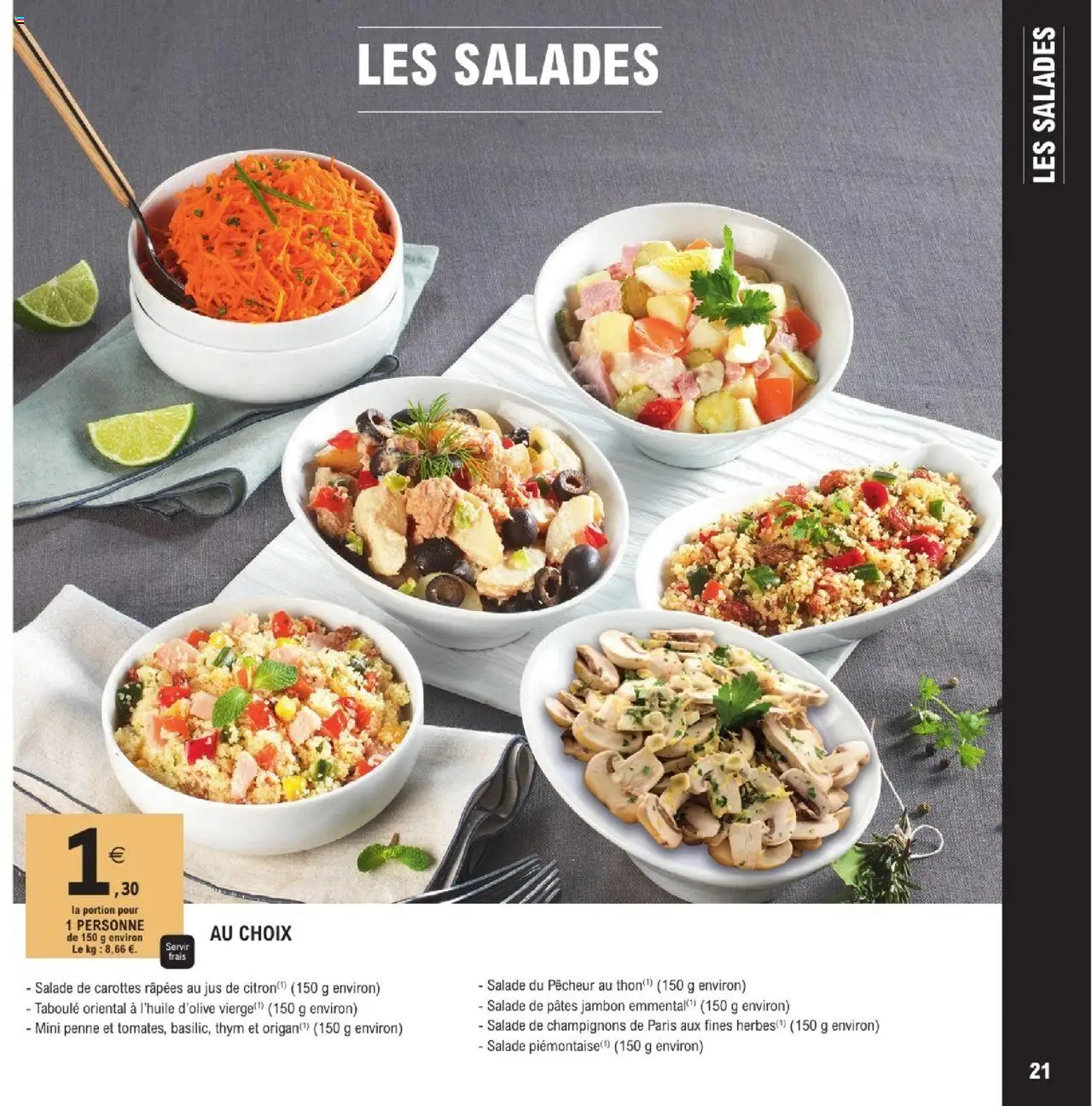  | Page: 21 | Produits: Salade, Jambon, Jus, Pâtes