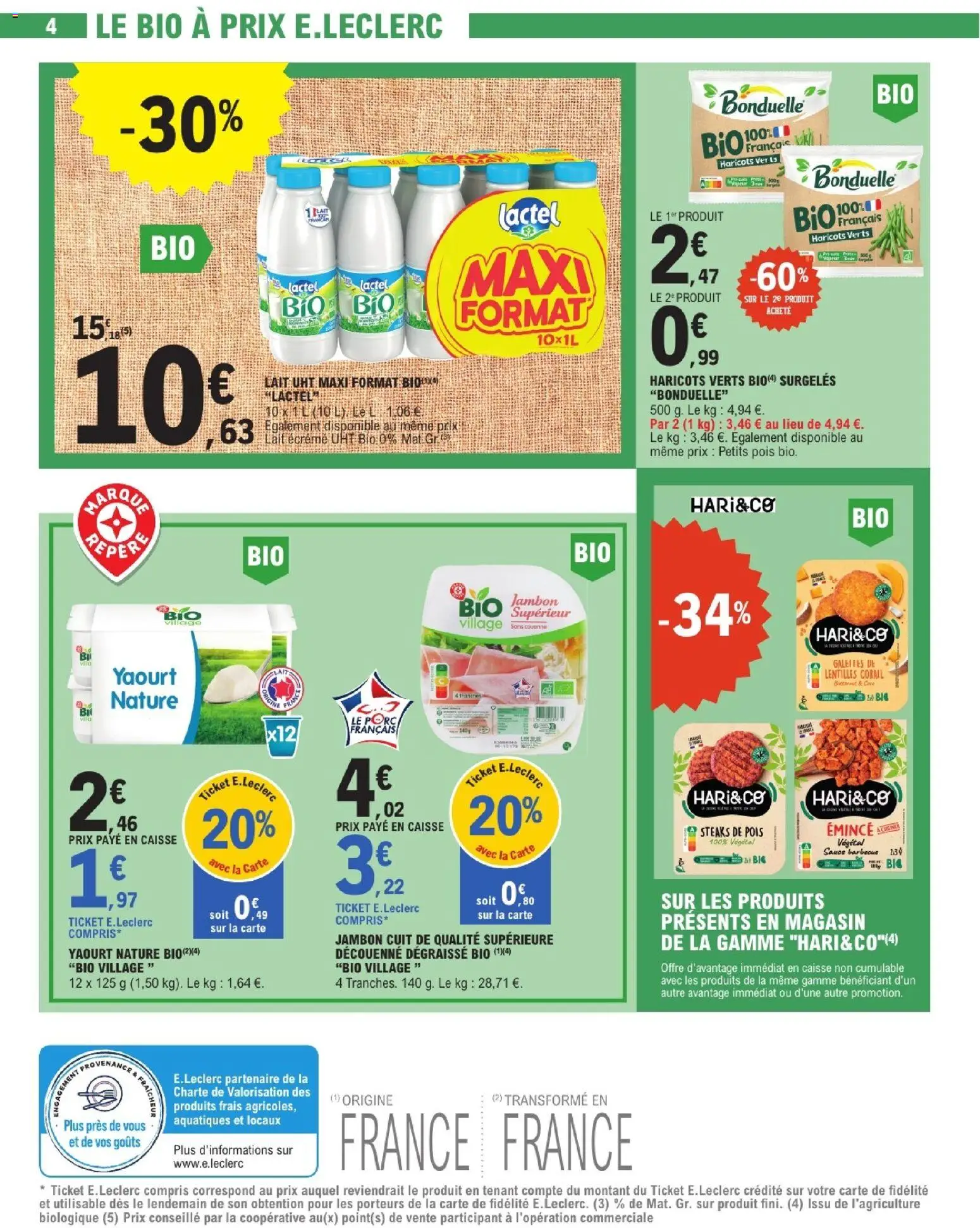 {H1} | Page: 4 | Produits: Haricots verts, Pois, Yaourt, Jambon