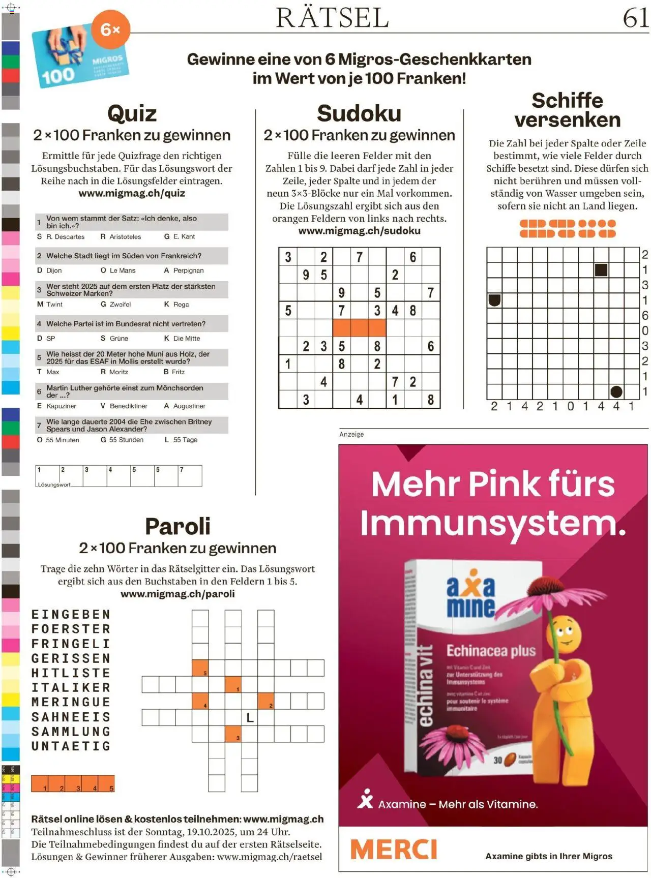 Migros Magazin – gültig ab 13.10.2025 | Seite: 61 | Produkte: Orangen, Wasser