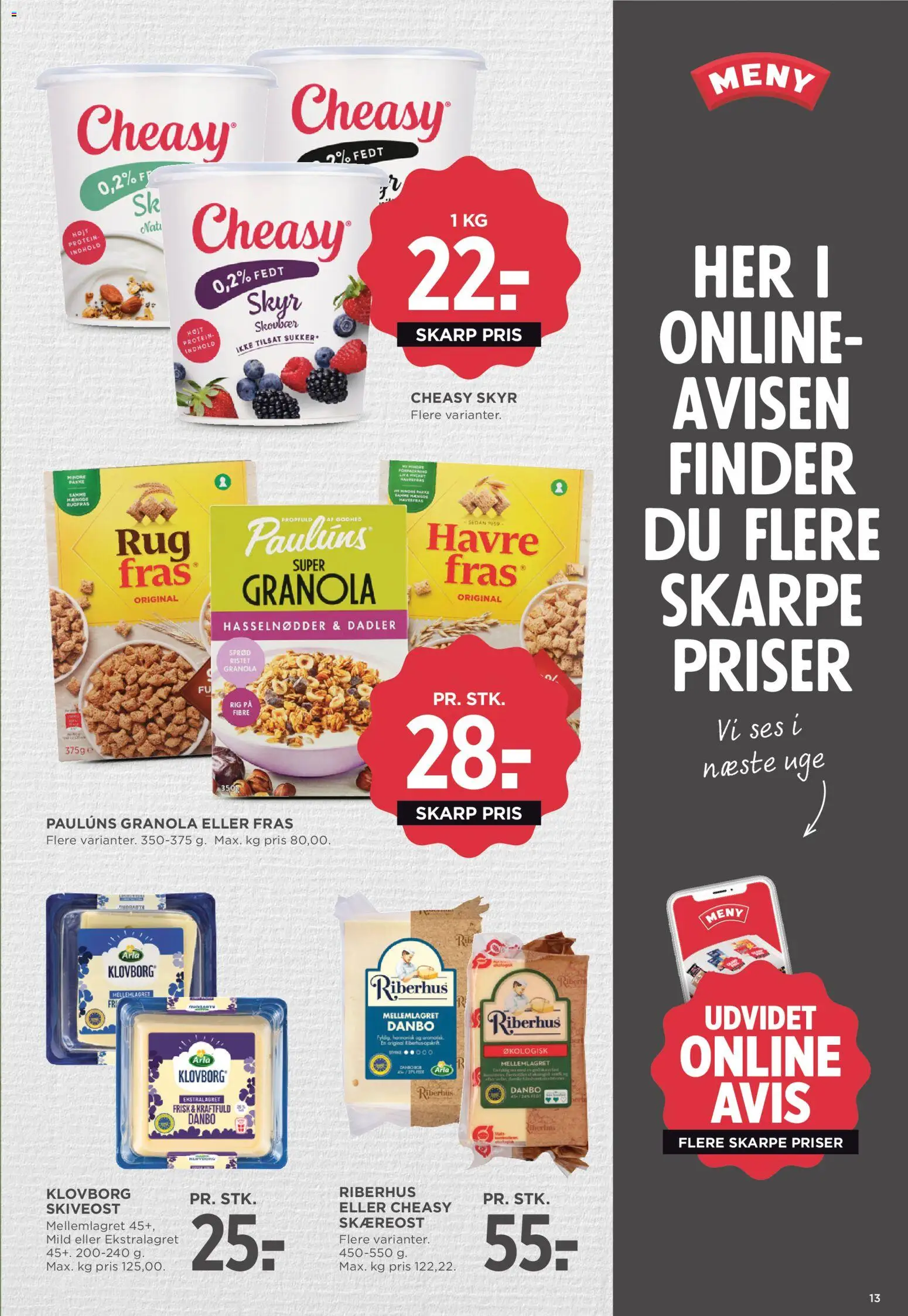 Meny tilbudsavis – gyldig fra 27.12.2025 | Side: 16 | Produkter: Skyr, Hasselnødder, Skiveost, Dadler