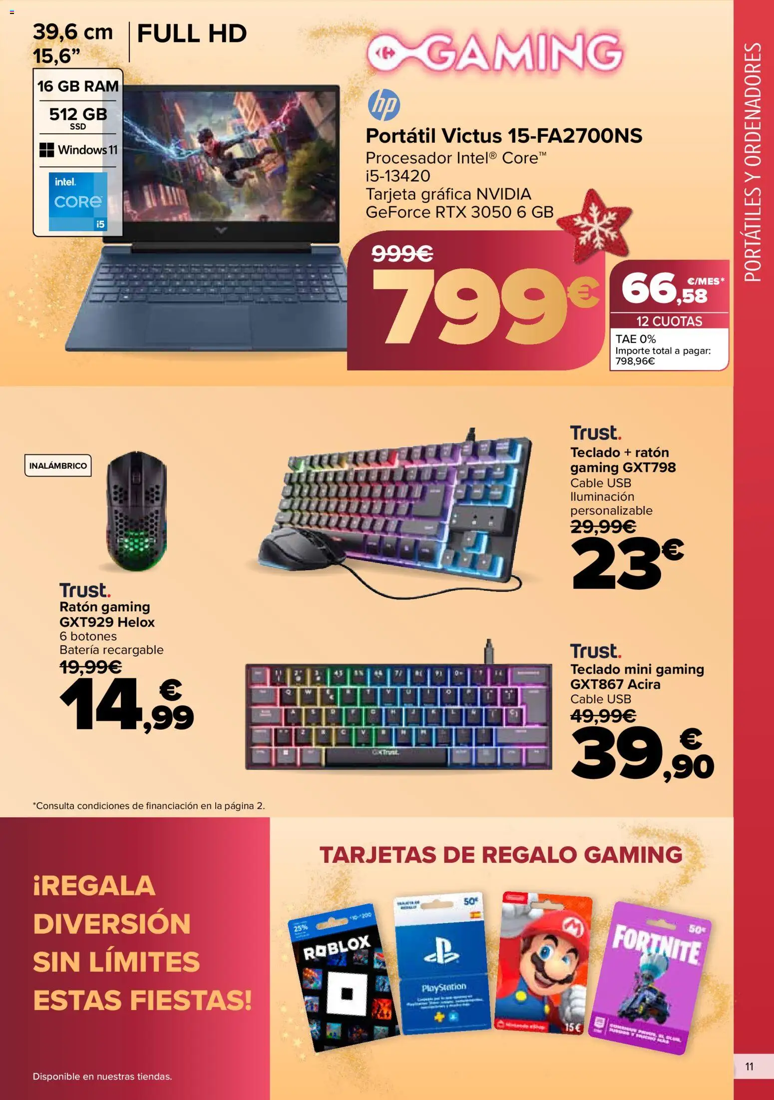 Carrefour folleto │ válido desde el 03.12.2025 | Página: 11 | Productos: Ratón gaming, Teclado, Cable, Galette de chaise