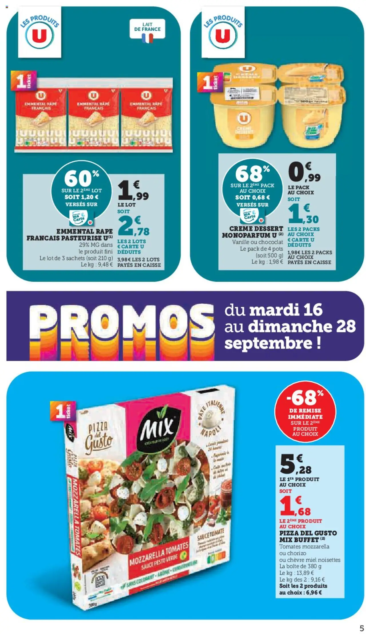  | Page: 5 | Produits: Noisettes, Emmental, Mozzarella, Crème