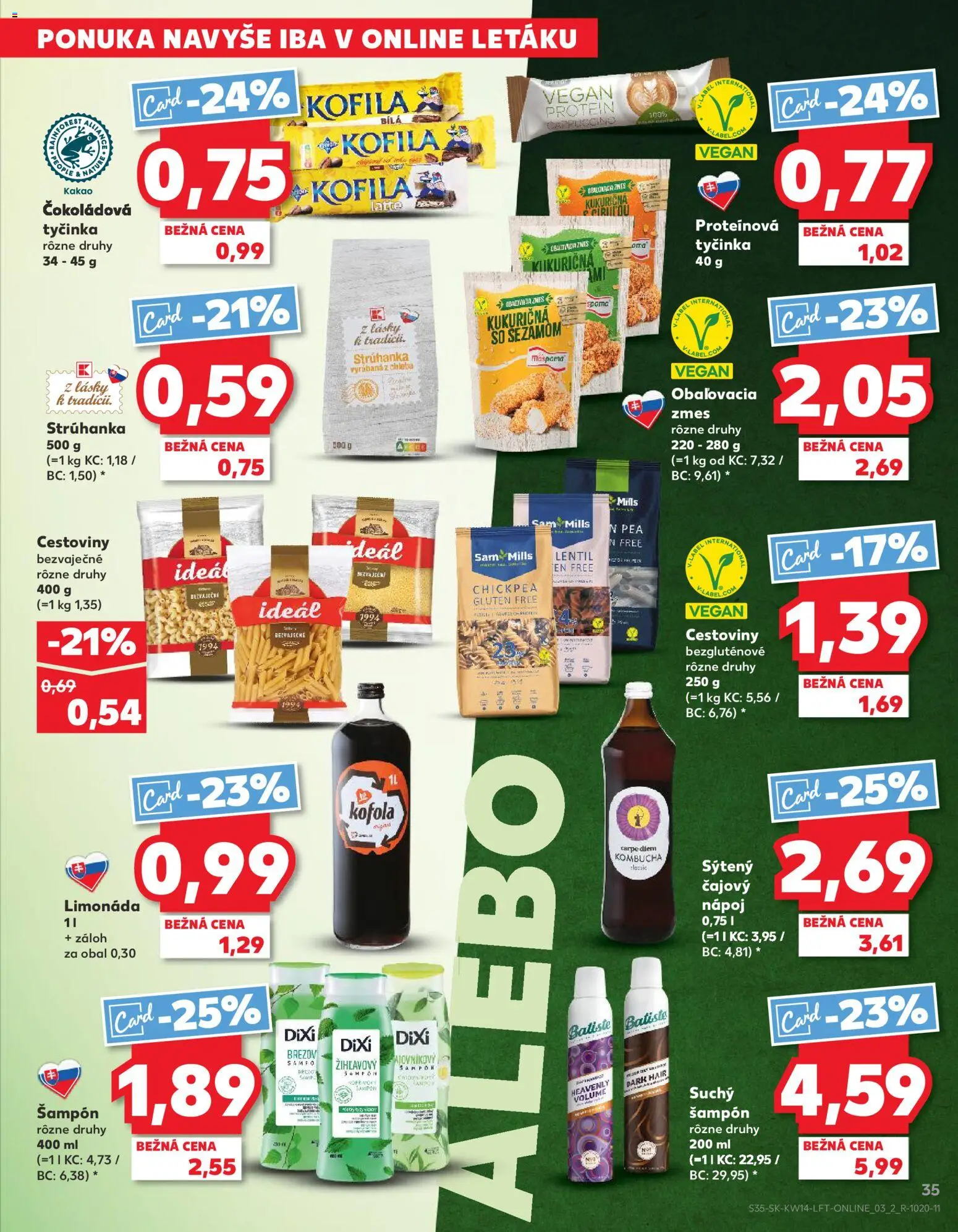 Kaufland SK akciós ujság - amely érvényes a következő dátumtól: 01.04.2026 | Oldal: 35 | Termékek: Cappuccino, Protein, Vegán, Só