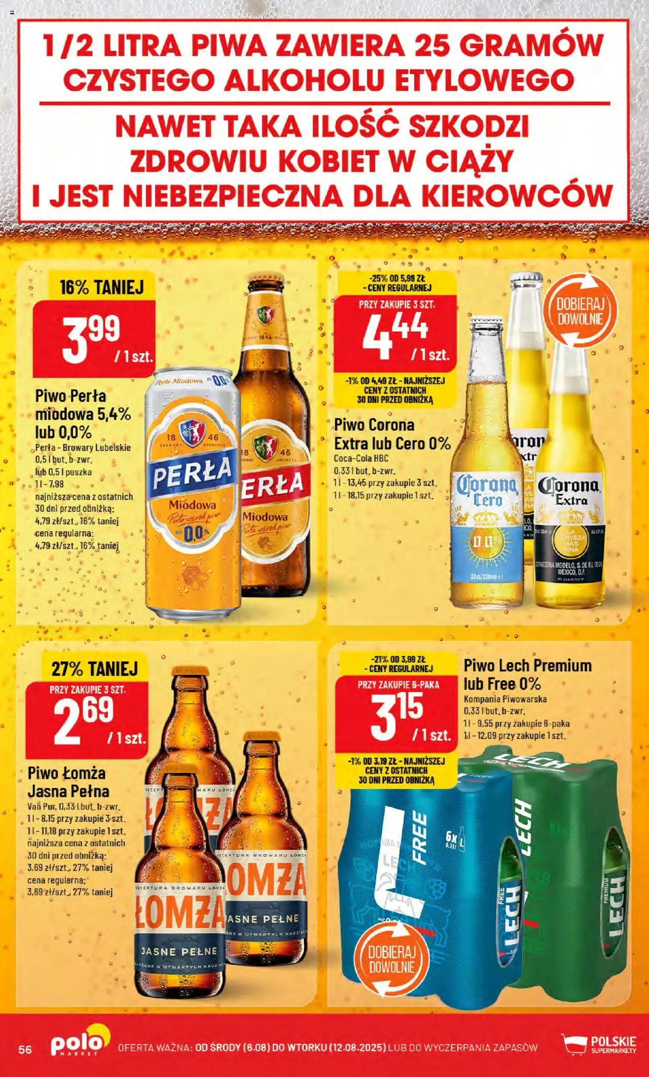 POLOmarket Gazetka od 06.08.2025 | Strona: 56 | Produkty: Piwo perła, Piwo