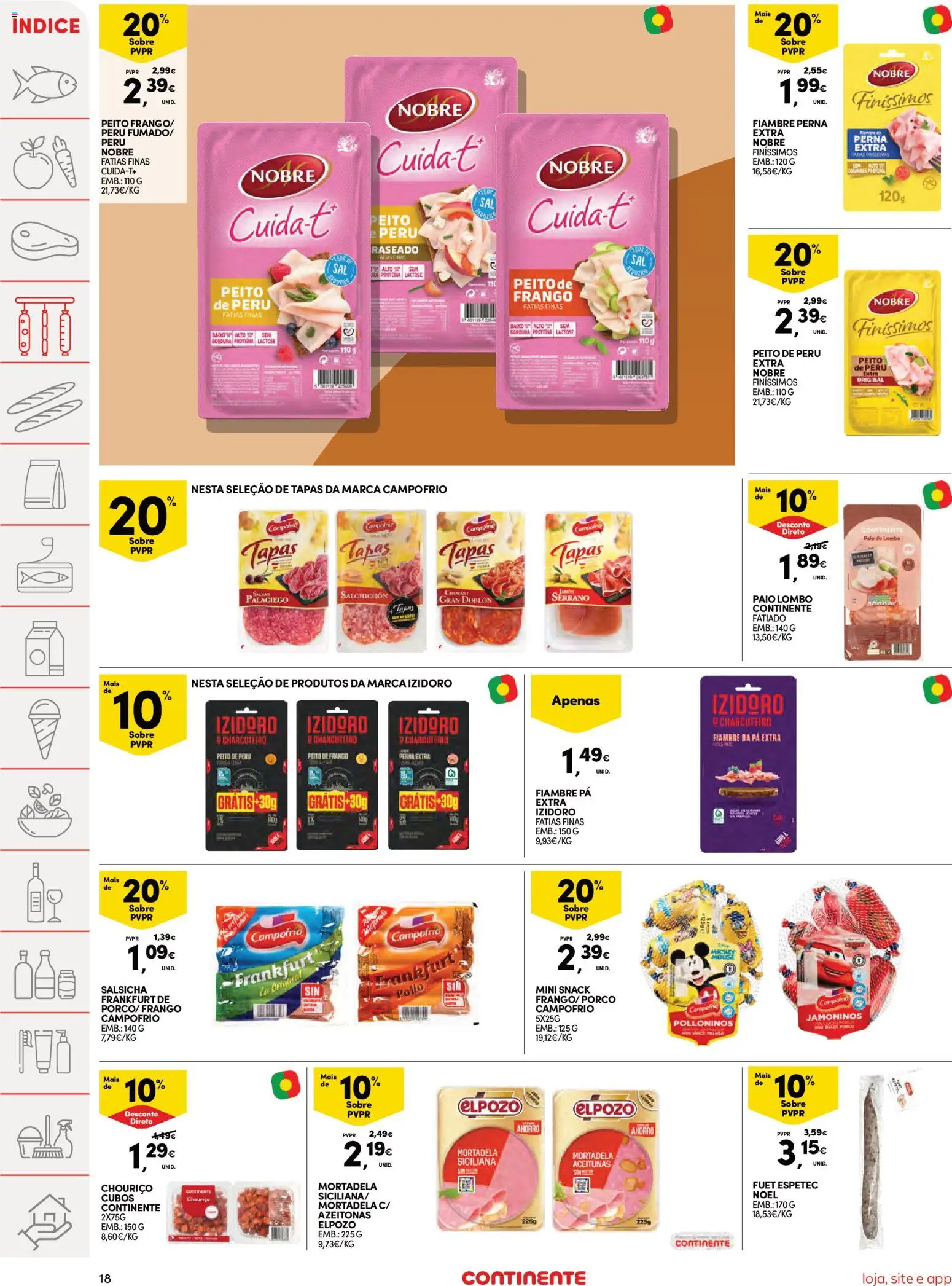 Continente Semanal Continente Bom Dia │ válido de 24.03.2026 | Página: 18 | Produtos: Frango, Peru, Chouriço, Pá