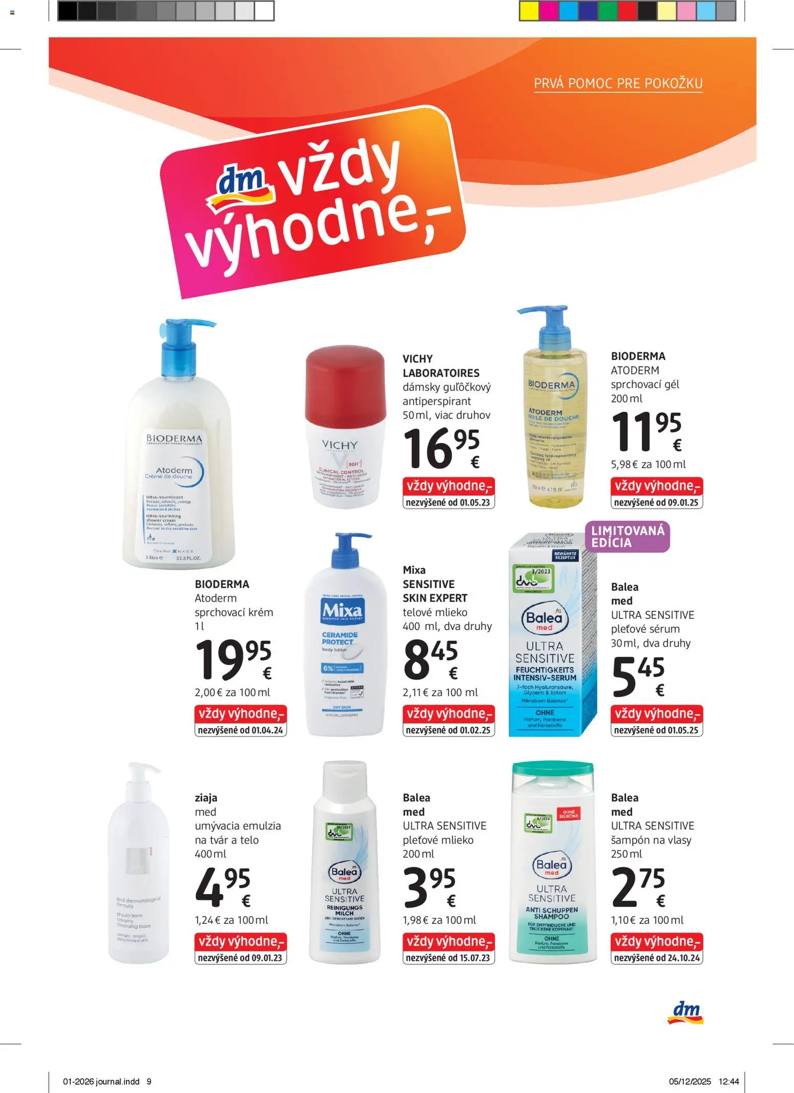 Nové dm drogerie akcie – leták je platný od 01.01.2026 | Strana: 9 | Produkty: Mlieko, Šampón, Krém, Med
