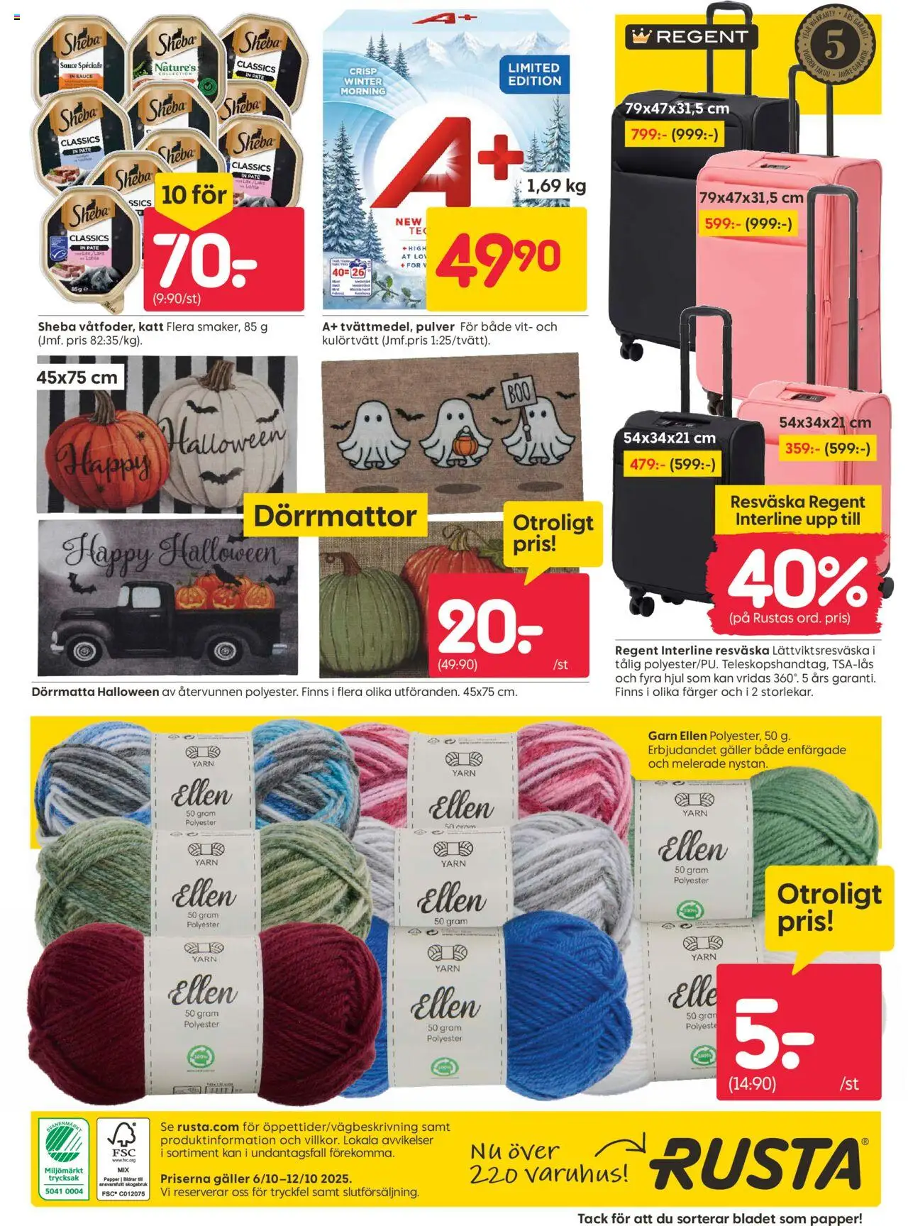 Rusta reklamblad aktuell från 06.10.2025 | Sida: 16 | Produkter: Galler, Dörrmatta, Papper, Resväska