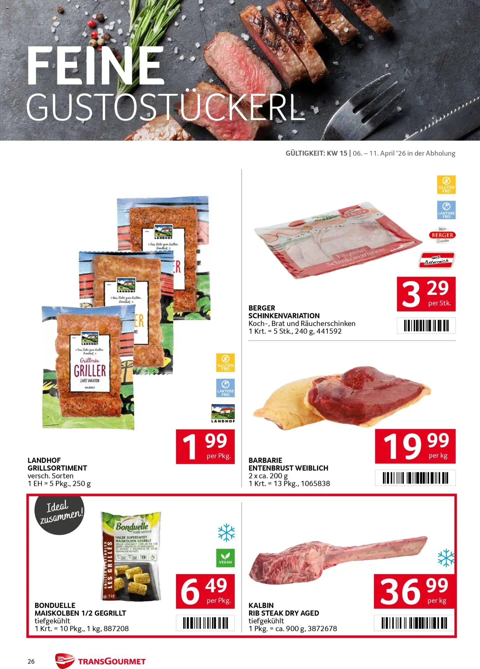 Transgourmet Zustellaktion gültig ab 06.04.2026 | Seite: 26 | Produkte: Schinken