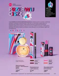 Pogląd oferty "Avon Katalog 3 2026" - ważna od 01.03.2026 | Strona: 123 | Produkty: Eyeliner, Szminka, Płatki, Woda
