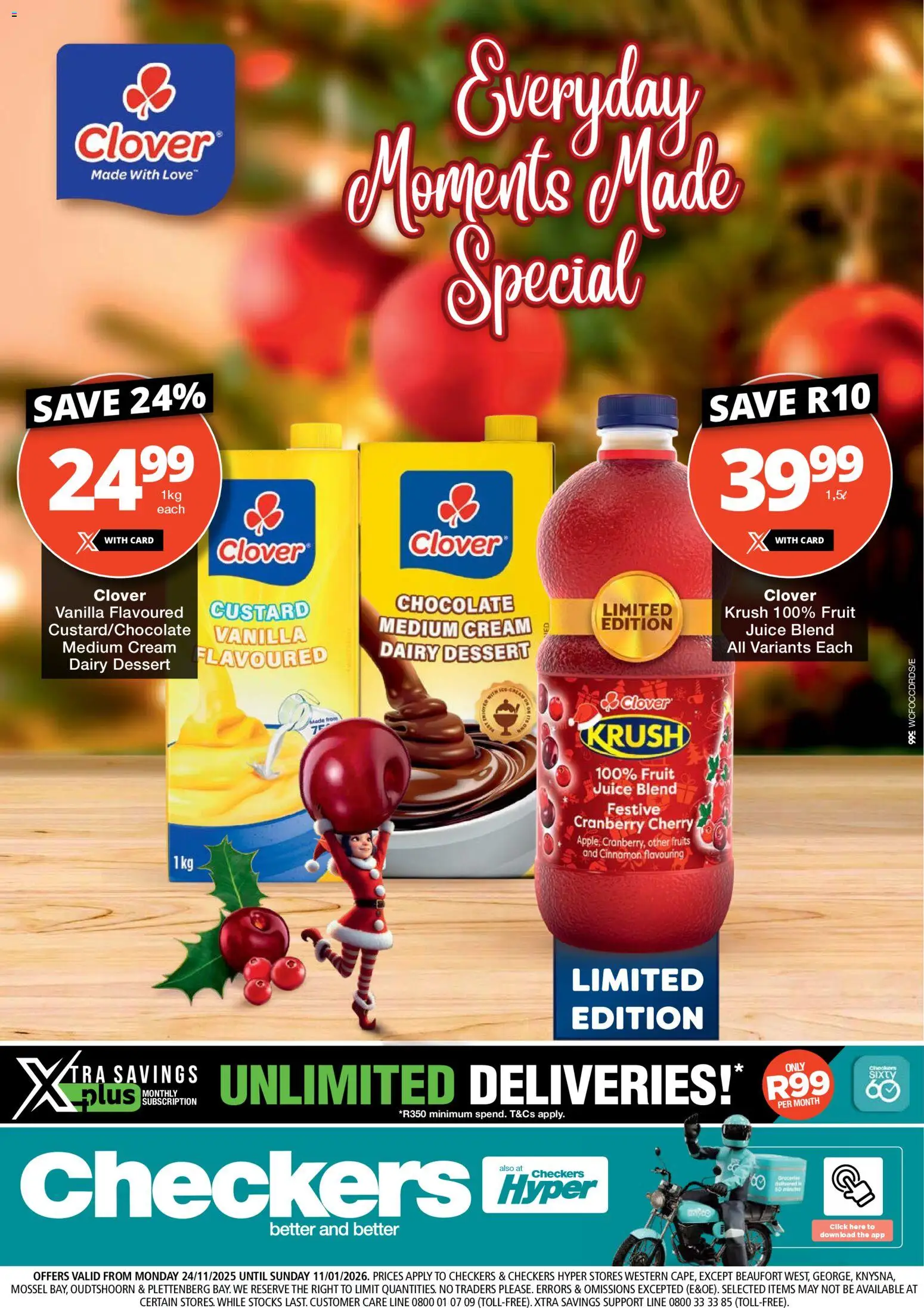 New Checkers catalogue – valid from 24.11.2025 | Page: 1 | Products: Chocolate, Juice, Cream, Fruit