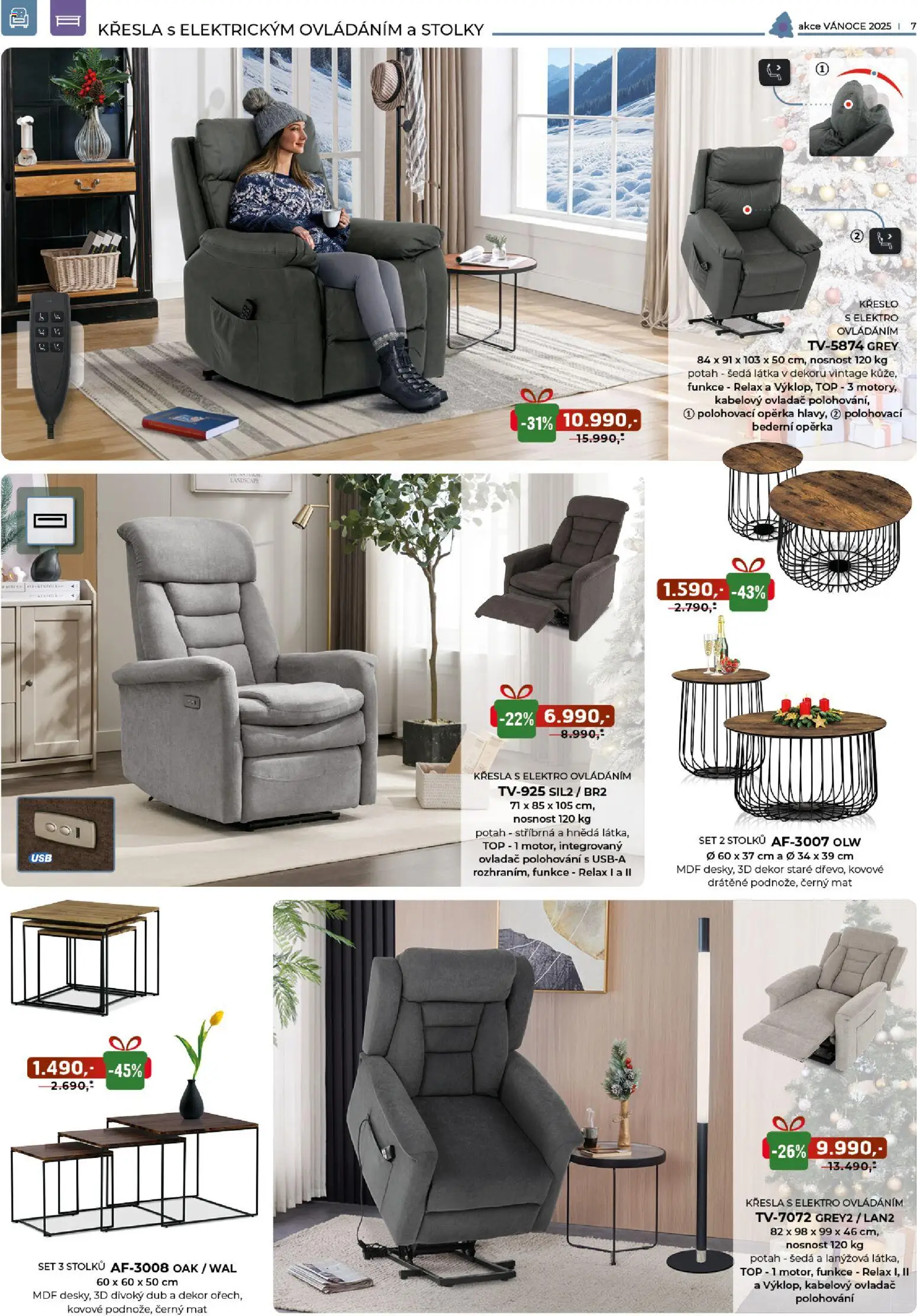 Jamall nábytek leták - Vánoce od 05.11.2025 | Strana: 7 | Produkty: Křesla, Elektro, Křeslo