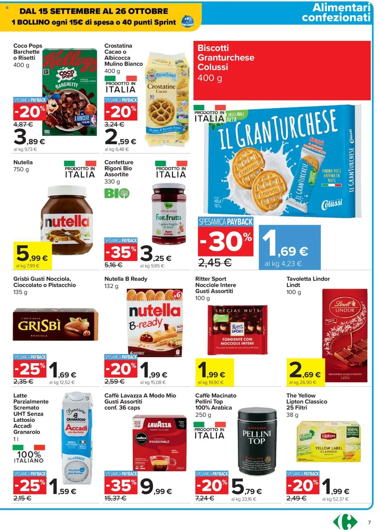 Volantino Carrefour del 02.10.2025 | Pagina: 7 | Prodotti: Caffè, Frutta, Latte, Macinato
