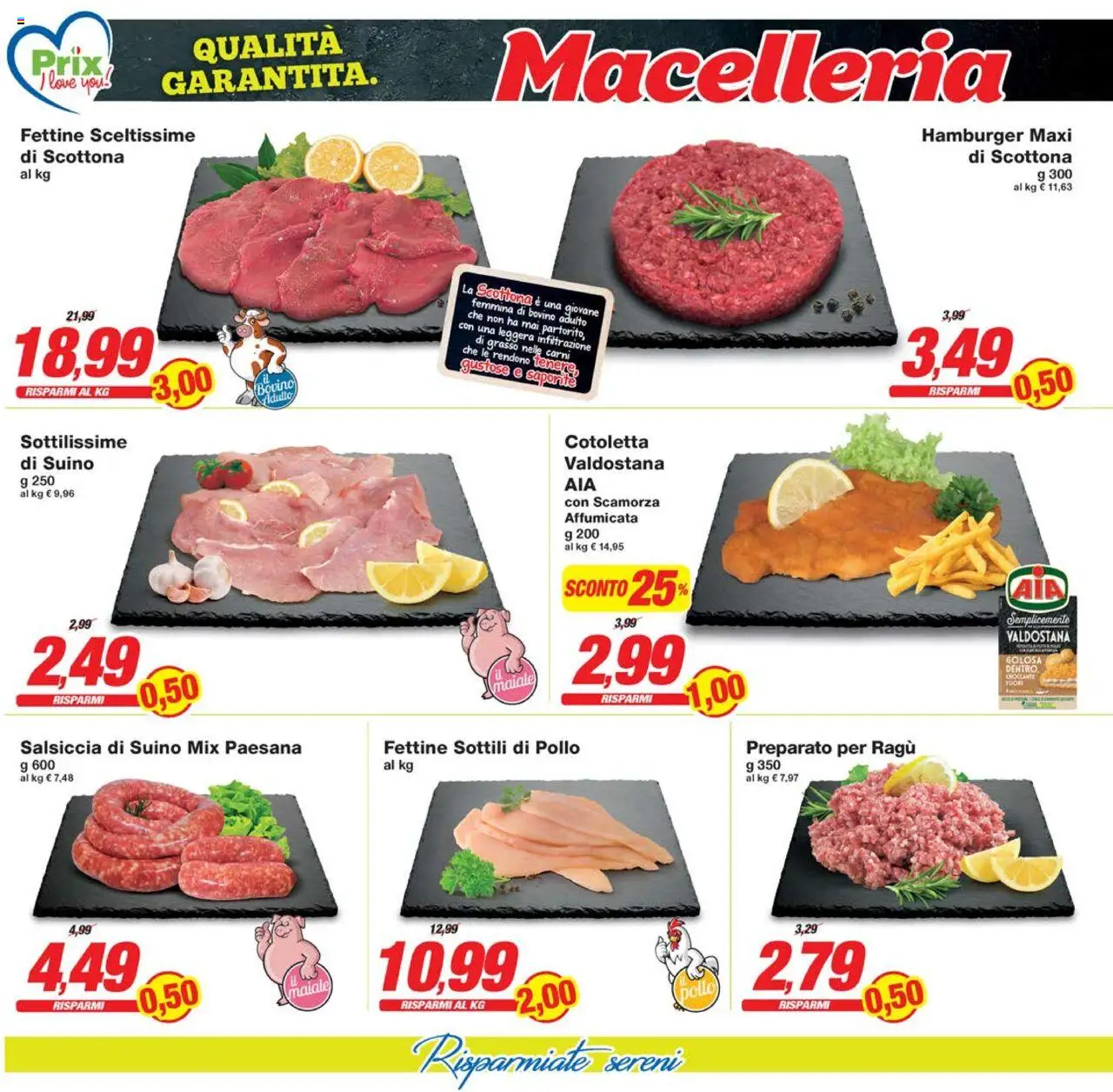 Volantino Prix del 22.08.2025 | Pagina: 6 | Prodotti: Bovino, Pollo, Ragú, Hamburger
