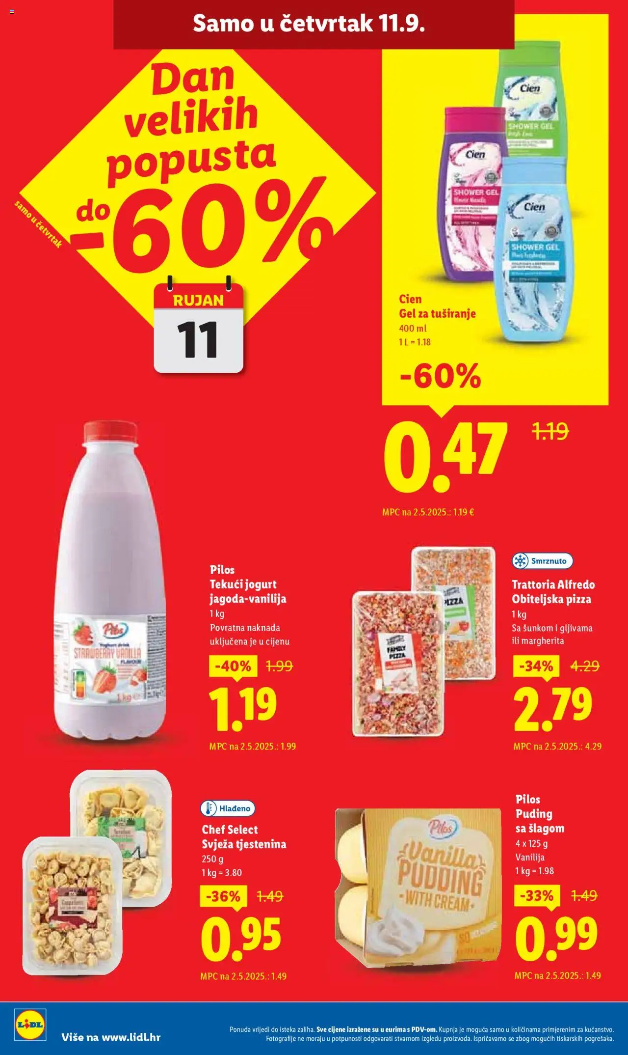 Lidl katalog | vrijedi od 08.09.2025 | Stranica: 58 | Proizvodi: Jogurt, Puding, Gel za tuširanje, Pasta