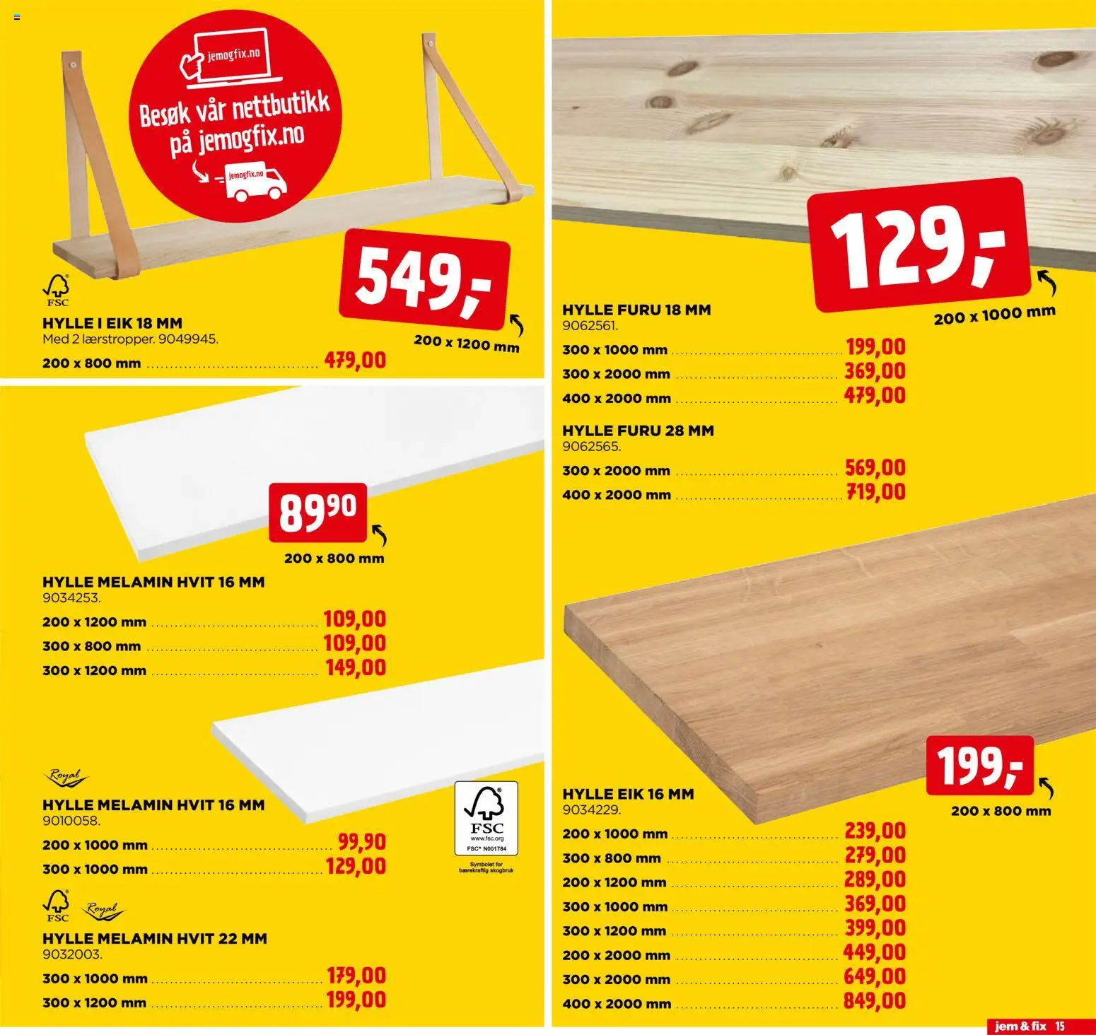 {H1} | Side: 15 | Produkter: Hylle