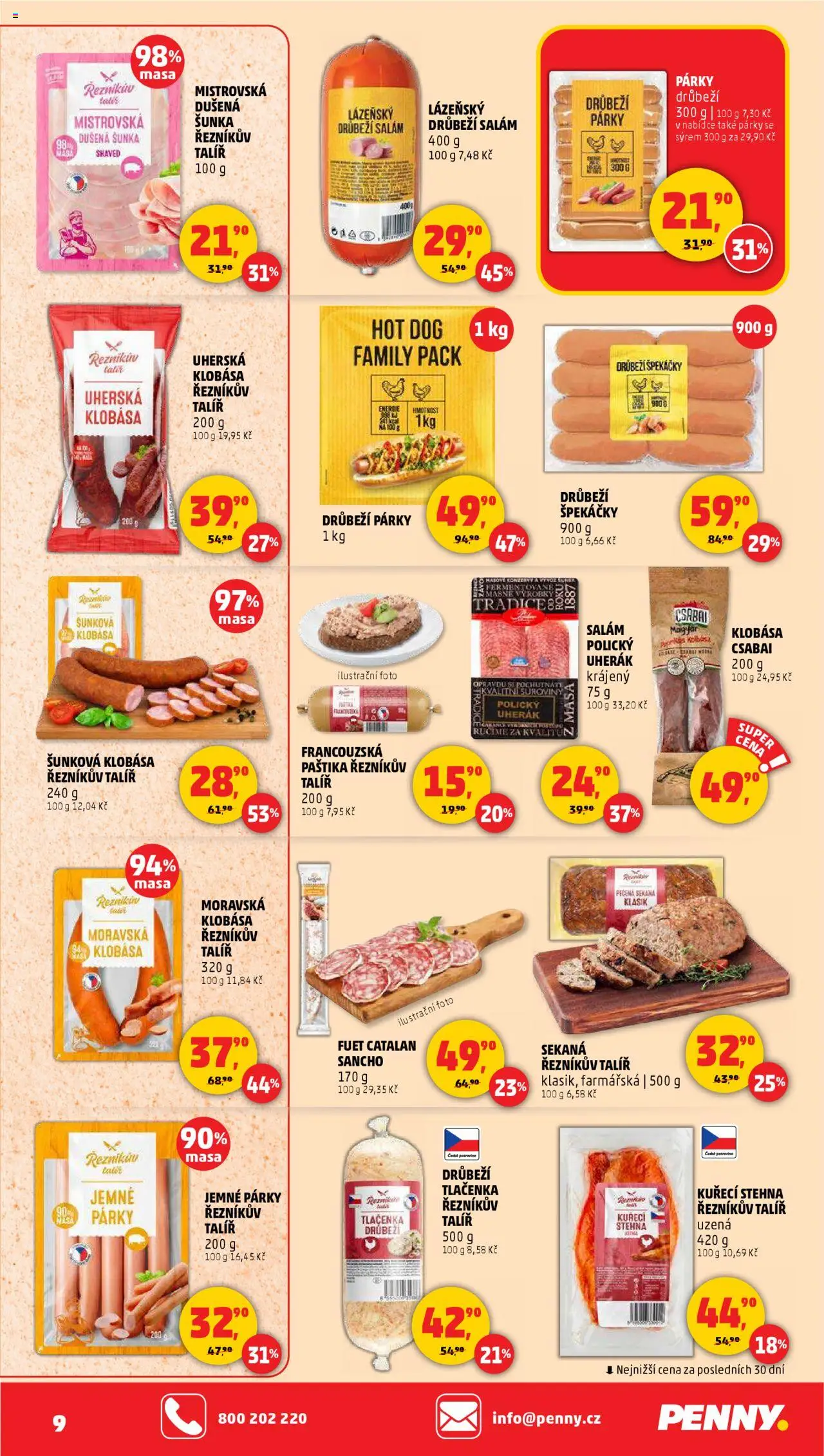 Penny Market leták - Čtvrtečník od 02.10.2025 | Strana: 9 | Produkty: Špekáčky, Hot dog, Talíř, Paštika
