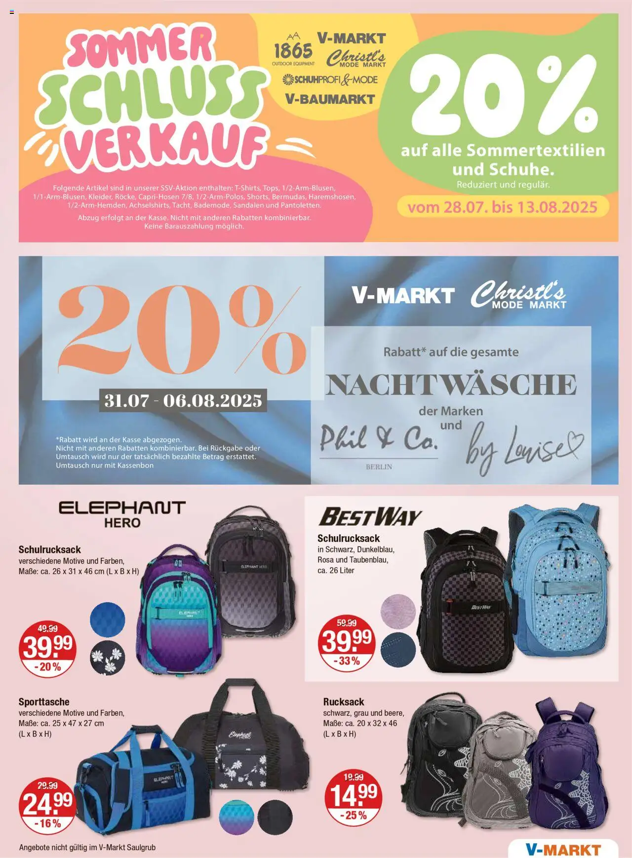V-Markt - Hallertau/Oberpfalz - gültig ab dem 31.07.2025 | Seite: 17 | Produkte: Sandalen, Rucksack