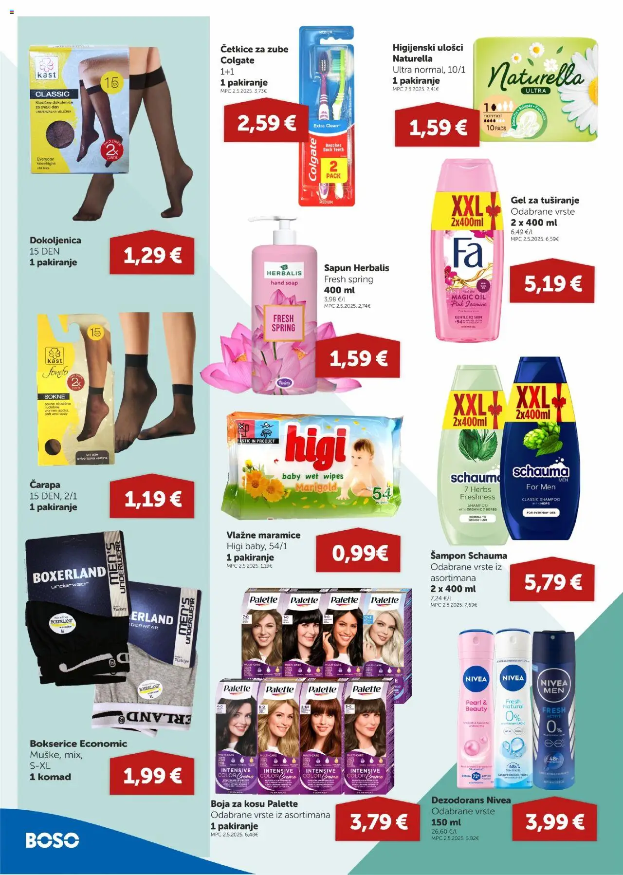 Boso katalog | vrijedi od 11.09.2025 | Stranica: 12 | Proizvodi: Higijenski ulošci, Šampon, Sapun, Dezodorans