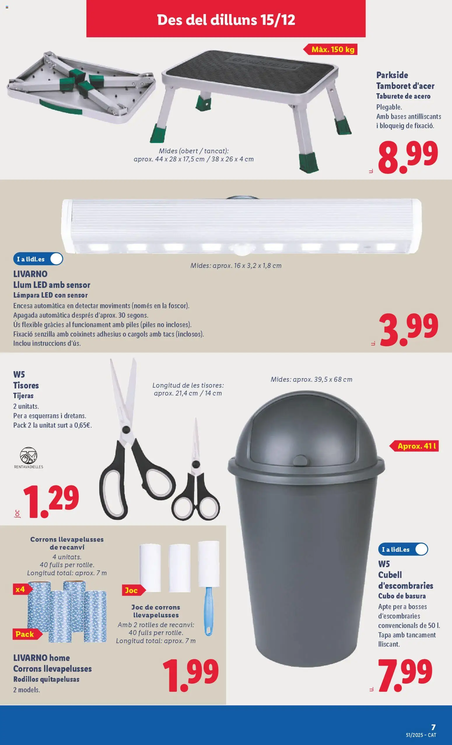 Lidl folleto de bazar │ válido desde el 15.12.2025 | Página: 13 | Productos: Taburete, Table pliante, Διακόπτης κυκλώματος, Lámpara