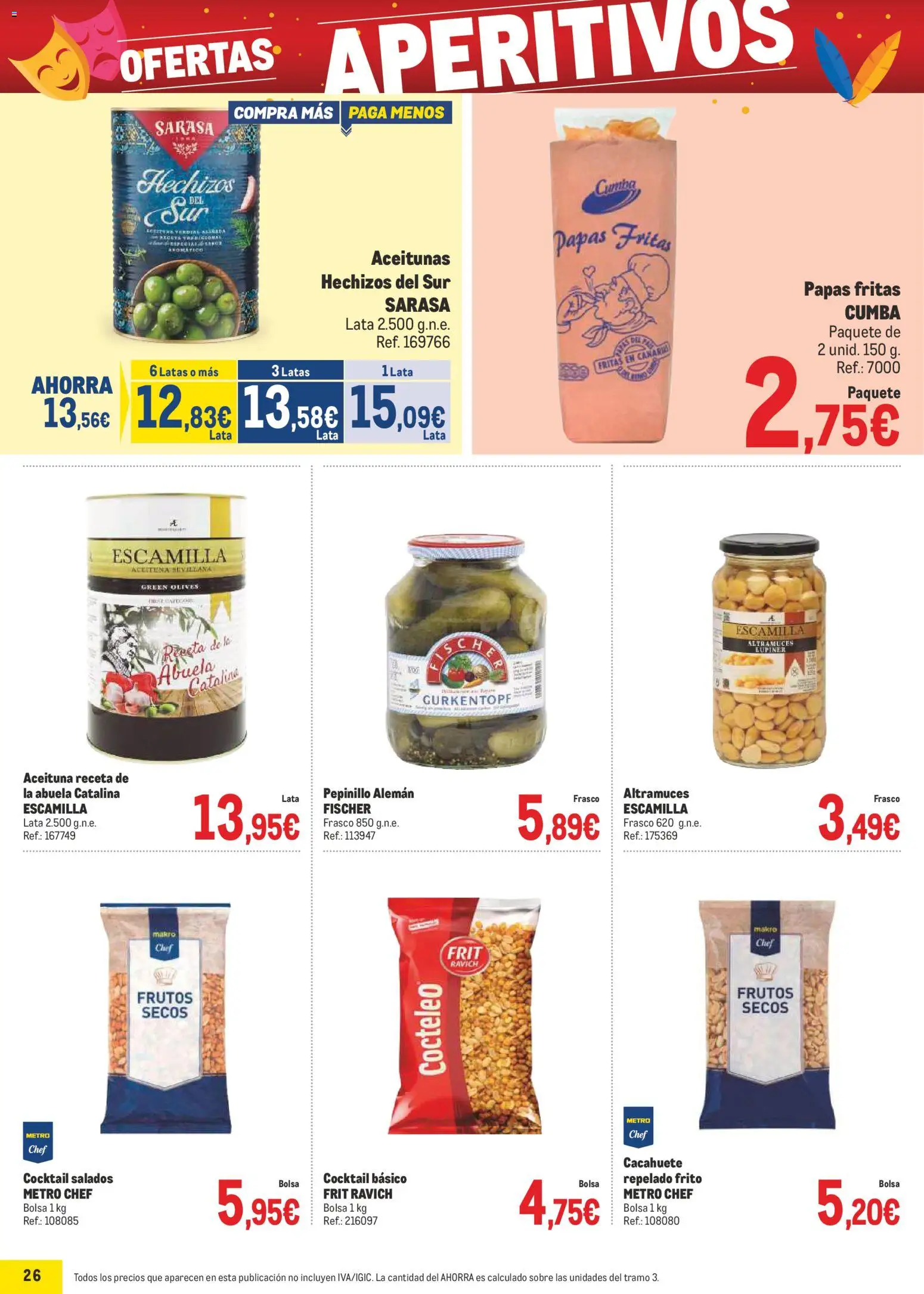 Makro - Precios Canarias │ válido desde el 02.02.2026 | Página: 26 | Productos: Papas fritas, Frutos secos, Bolsa