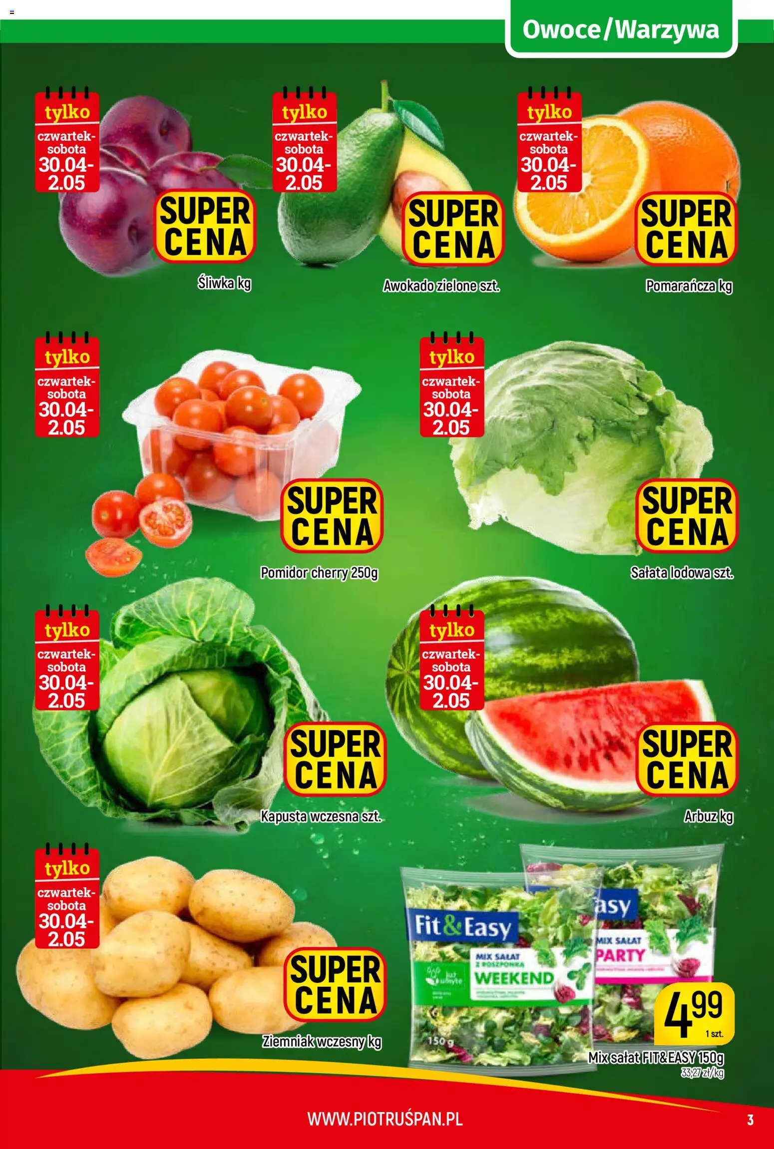 Piotruś Pan gazetka od 23.04.2026 | Strona: 3 | Produkty: Kapusta, Arbuz, Pomidor cherry, Awokado