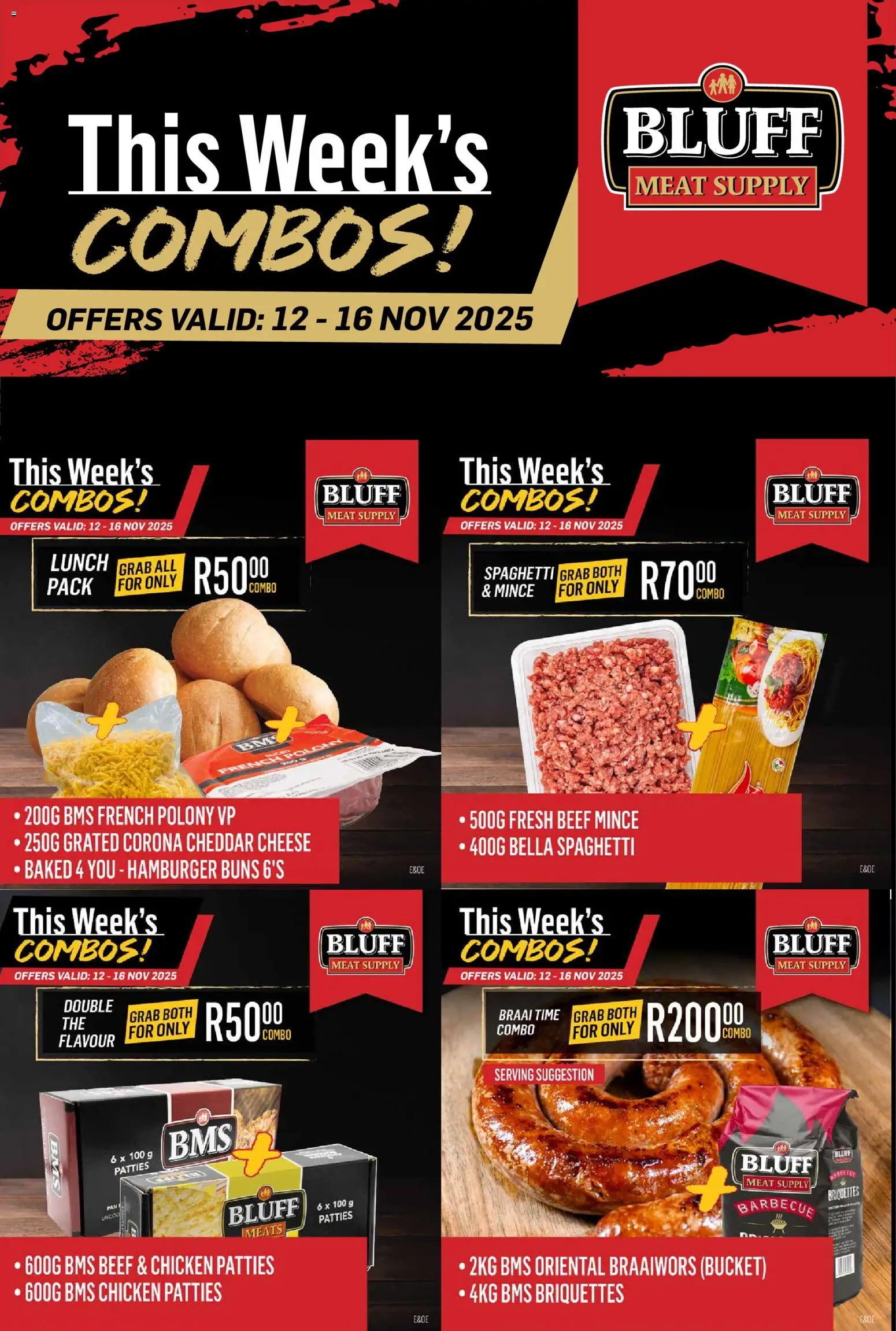 New Bluff Meat Supply catalogue – valid from 12.11.2025 | Page: 2 | Products: Cheese, Polony, Chicken, Beef