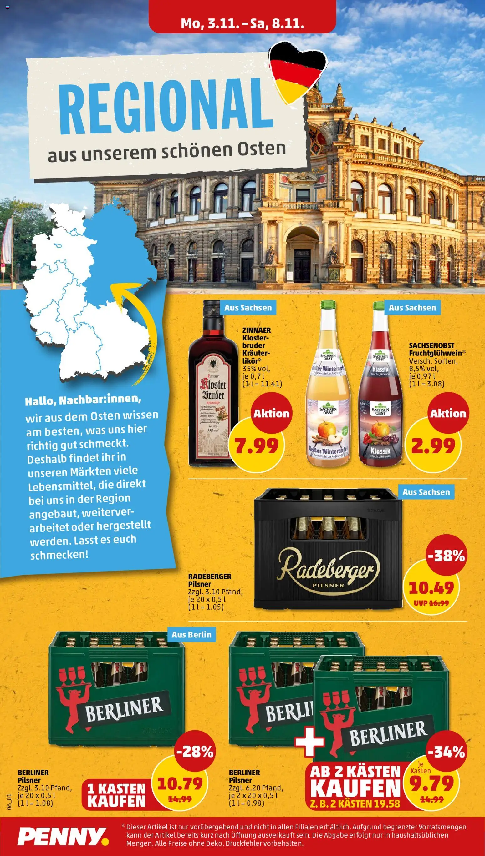 Penny Prospekt 	 – gültig ab 03.11.2025 | Seite: 8 | Produkte: Berliner, Apfelsaft, Obst, Radeberger pilsner